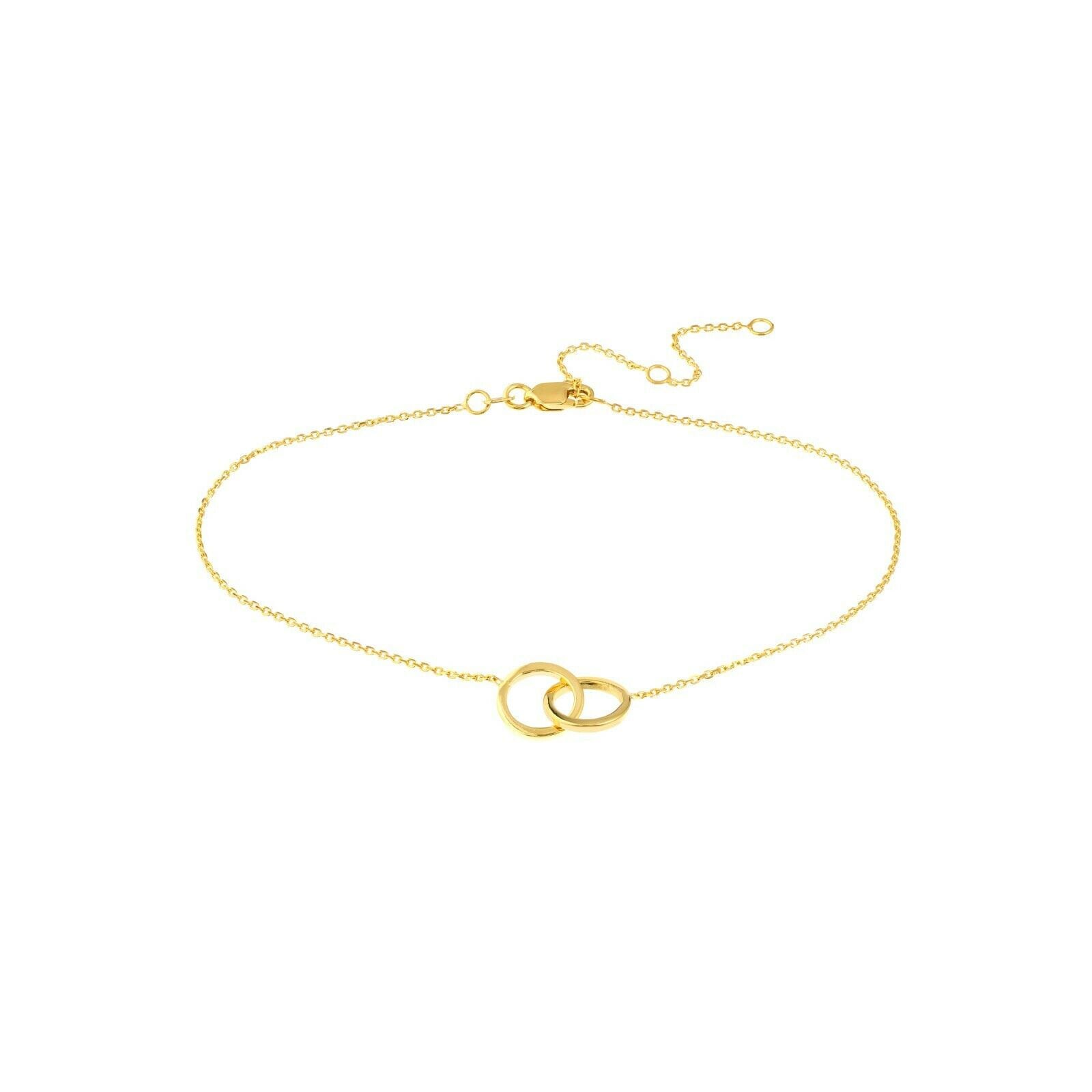 Einstellbare Verflochtene Kreis Knöchel Fußkettchen Real 14K Gelbgold 10" von BayamJewelry