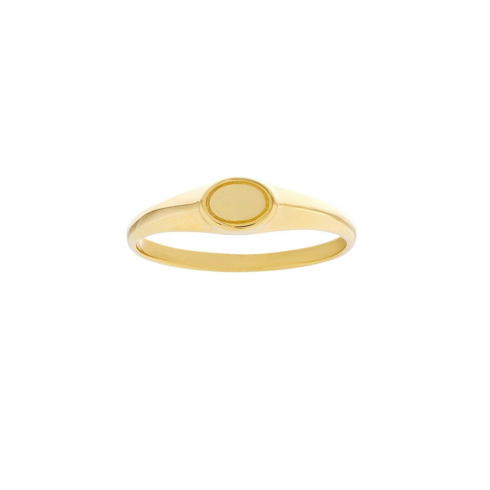 Engravable Mini Oval Plättchen Ring Echt Massiv 14K Gelbgold von BayamJewelry