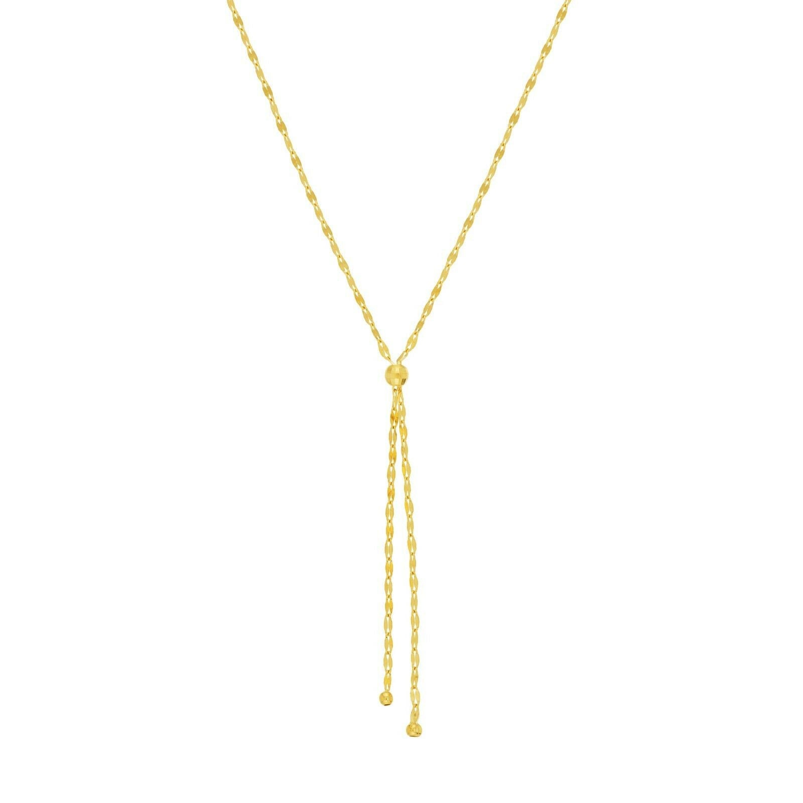 Gehämmerte Forzentina Y Lariat Halskette Echt 14K Gelbgold 18" von BayamJewelry