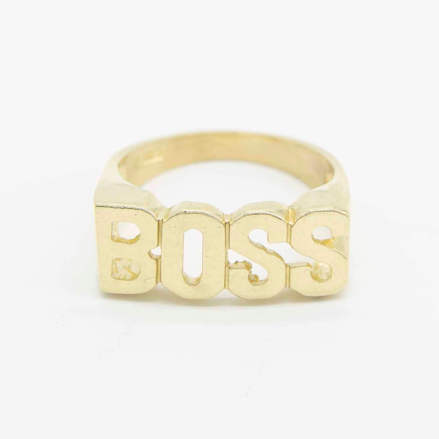 Glänzender "Boss" Ring Echt Massiv 10K Gelbgold Alle Größen von BayamJewelry