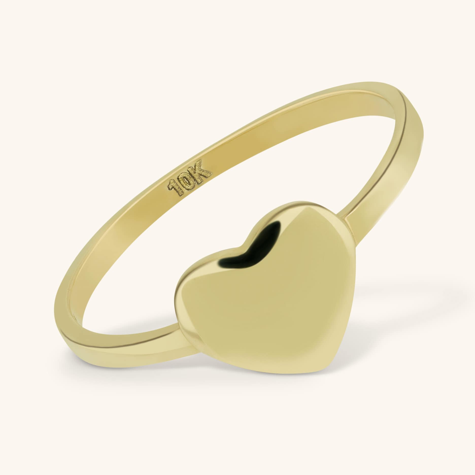 Glänzender Herz Ring Echt 10K Gelbgold von BayamJewelry