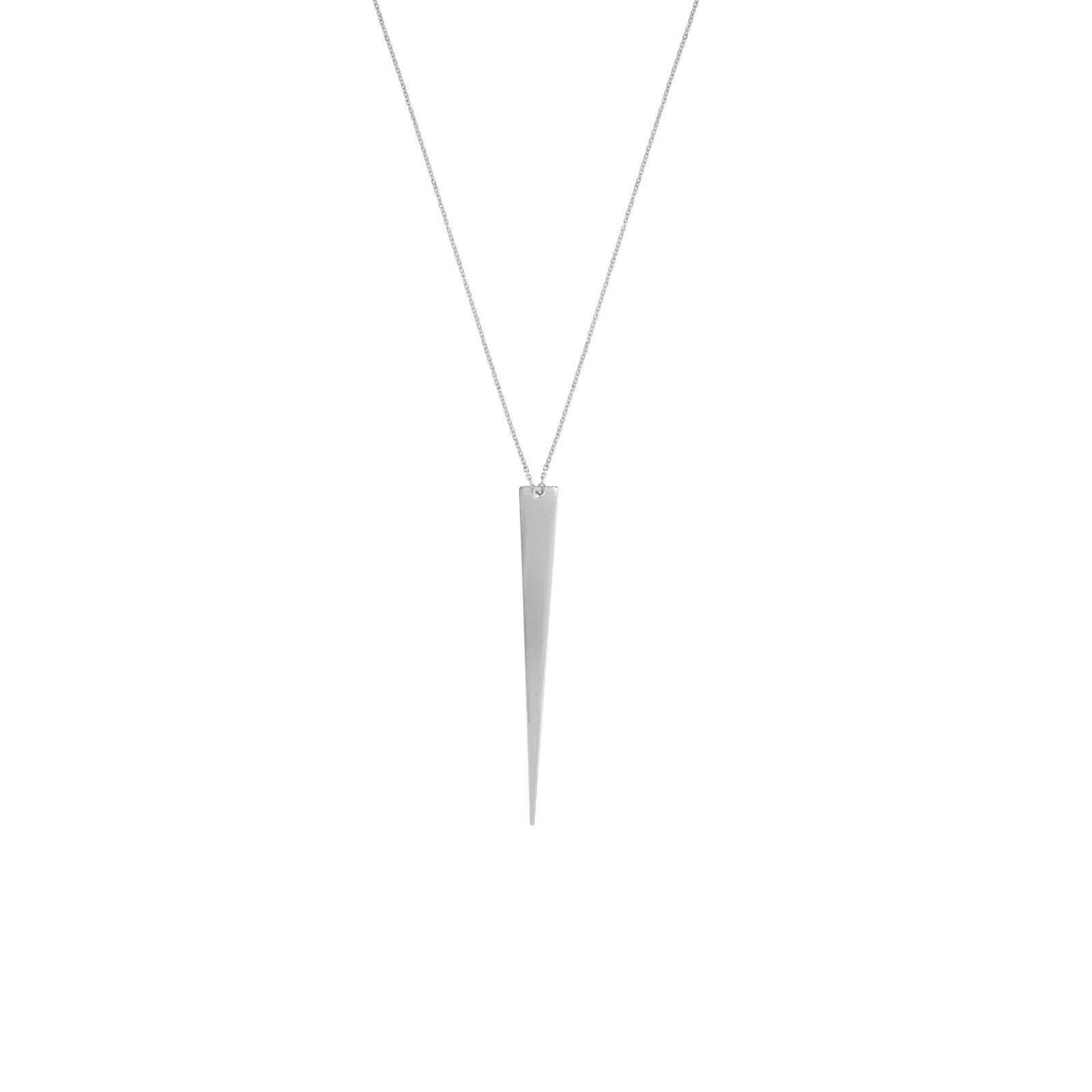 Jagger Längliche Dreieck Verstellbare Kette Halskette Echt 14K Weiß Gold 16+2" von BayamJewelry