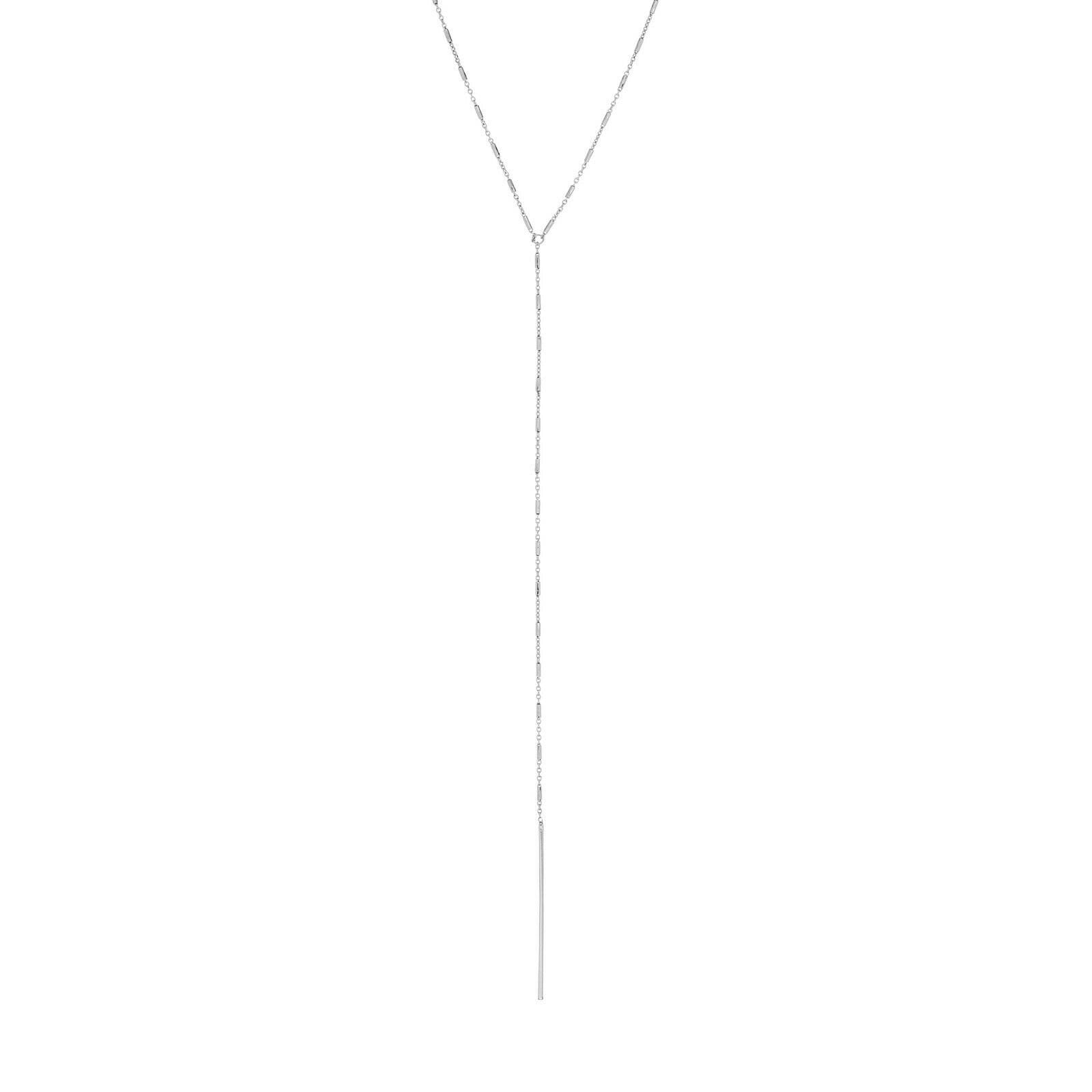 Kleine Bars Lariat Halskette Echt 14K Weißgold 18" von BayamJewelry