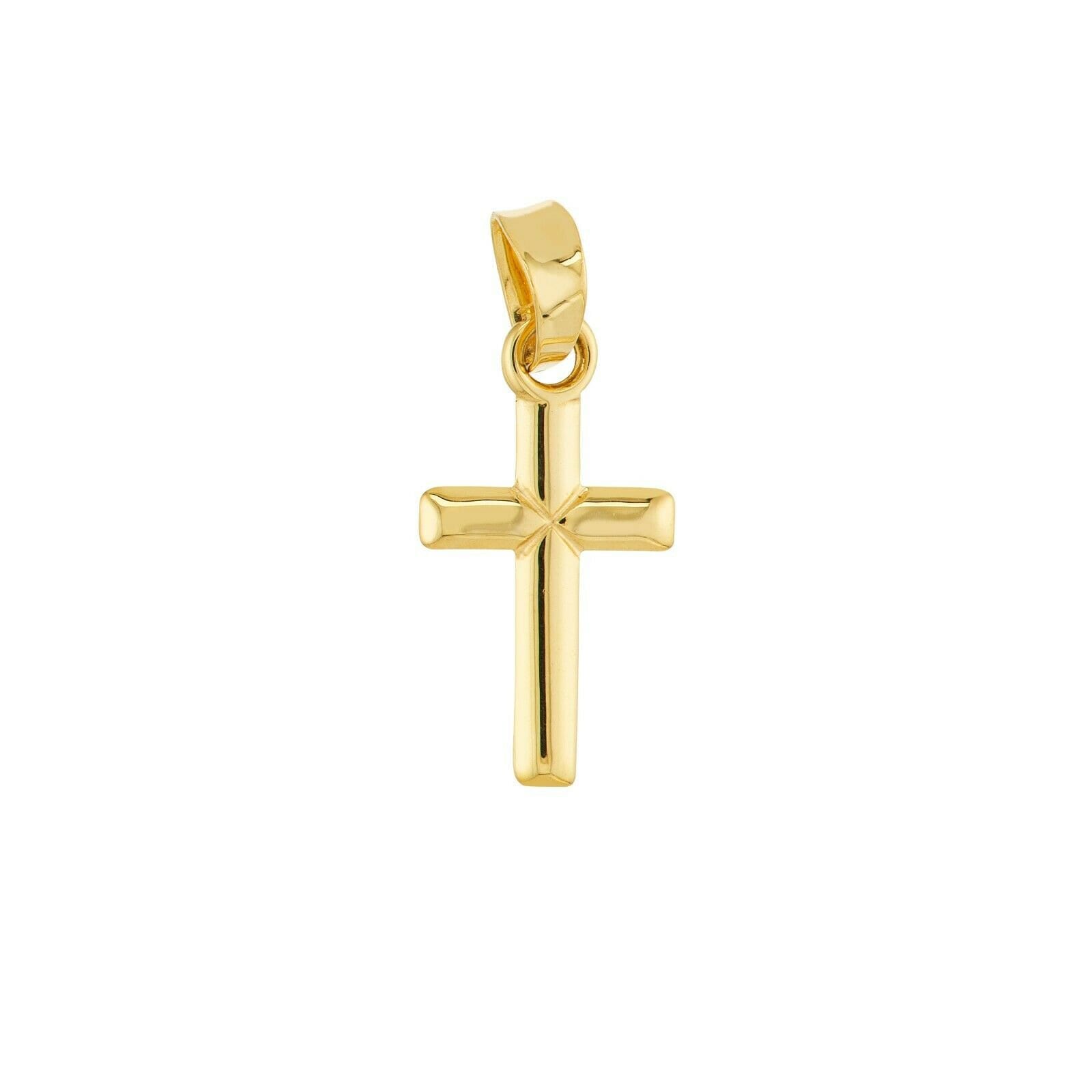 Kleines Kreuz Mit Kegelrand Anhänger 14K Gelbgold von BayamJewelry