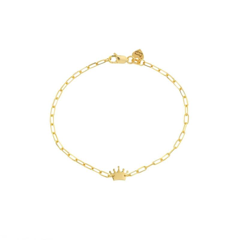 Krone Kinder Baby Paperclip Kette Armband Scheibe Herz Echt 14K Gelbgold 6" von BayamJewelry