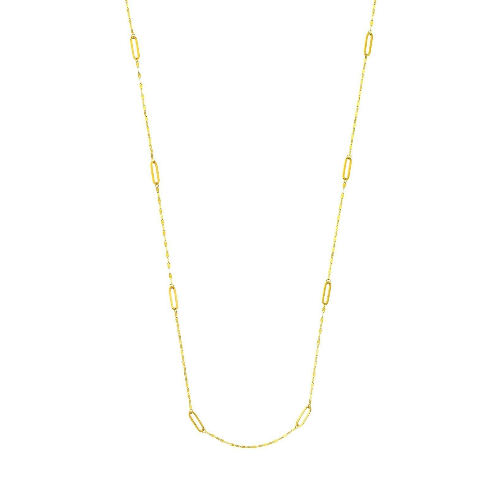 Lange Gliederstation Mit Langer Forzentina Halskette Echt 14K Gelbgold 36" von BayamJewelry