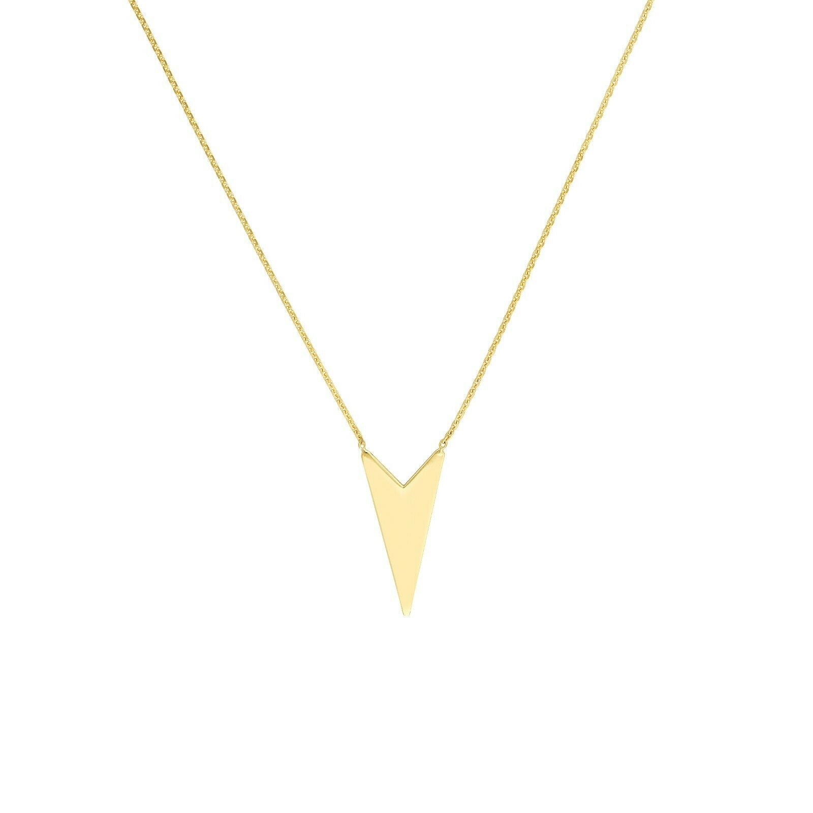 Massive V Halskette Echt 14K Gelbgold 18" von BayamJewelry