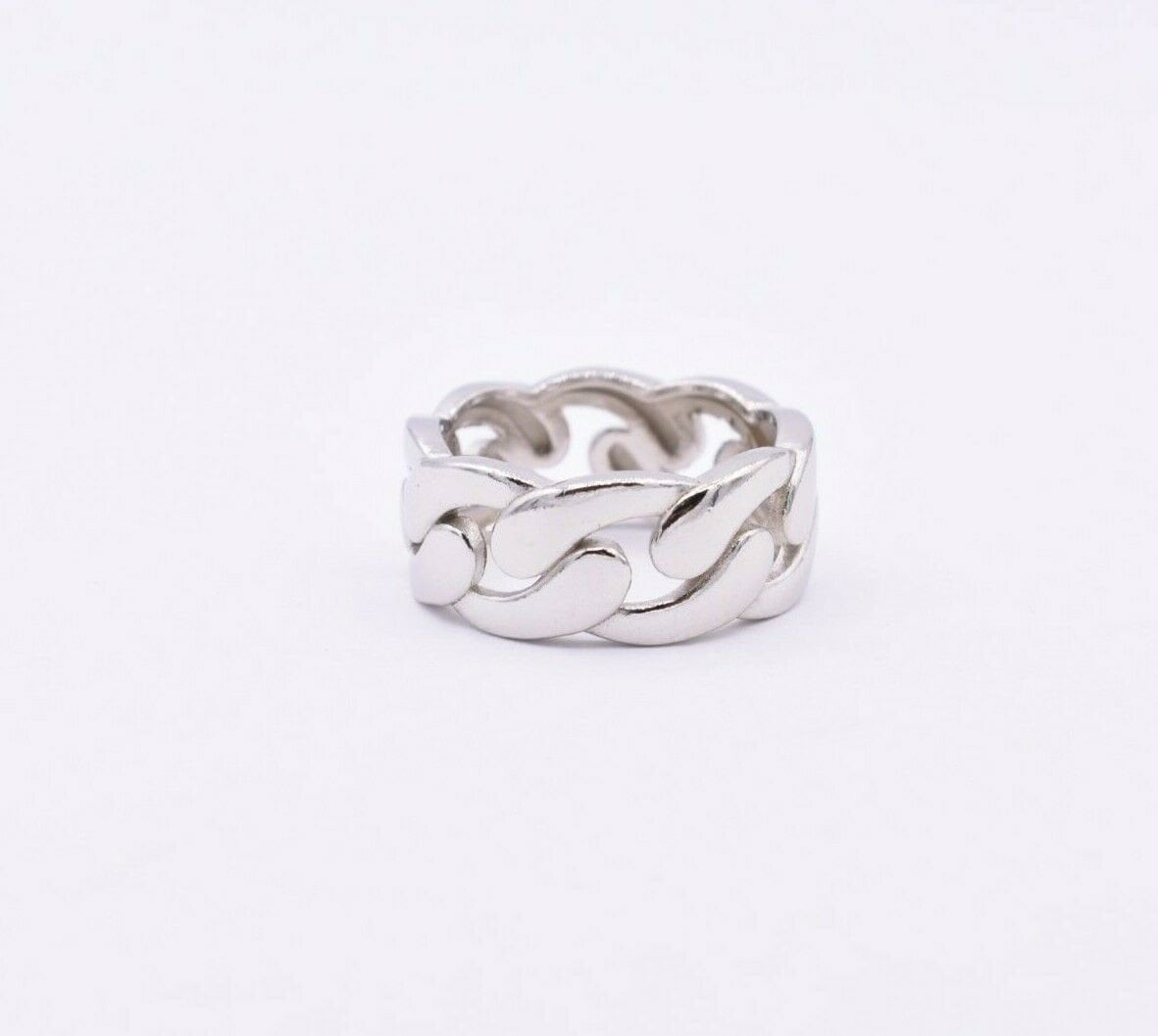 Miami Cuban Curb Ring 14K Weißgold Verschluss Sterling Silber 925 Alle Größen von BayamJewelry