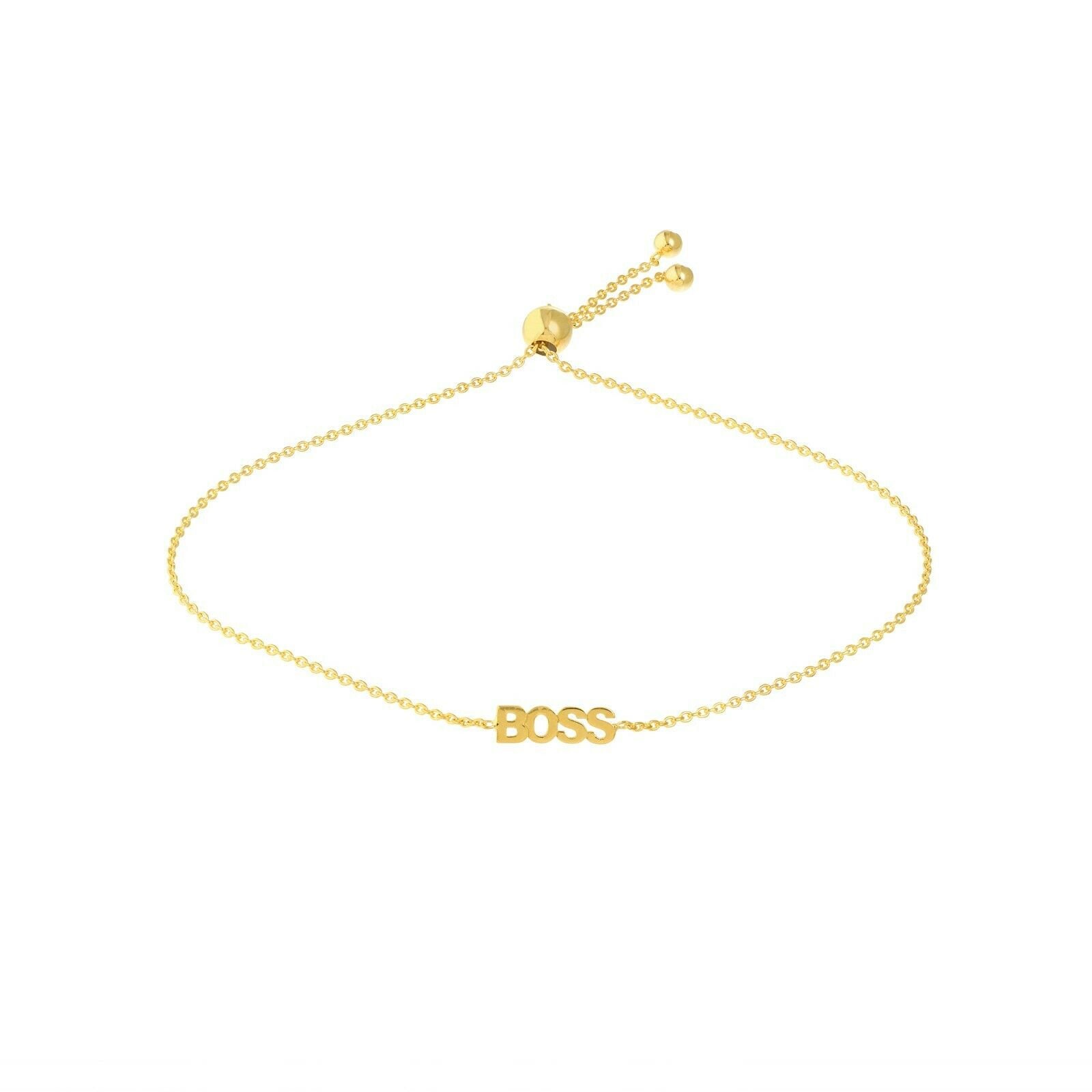 Mini Boss Script Verstellbares Armband Echt 14K Gelbgold Bis 9, 5" von BayamJewelry