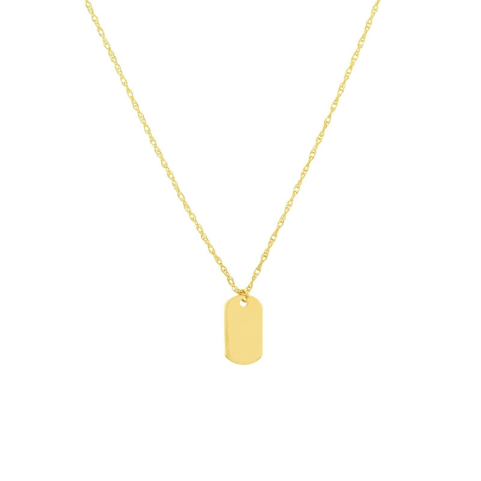 Mini Dog Tag Verstellbare Seil Kette Halskette Echt 14K Gelbgold Bis 18" von BayamJewelry