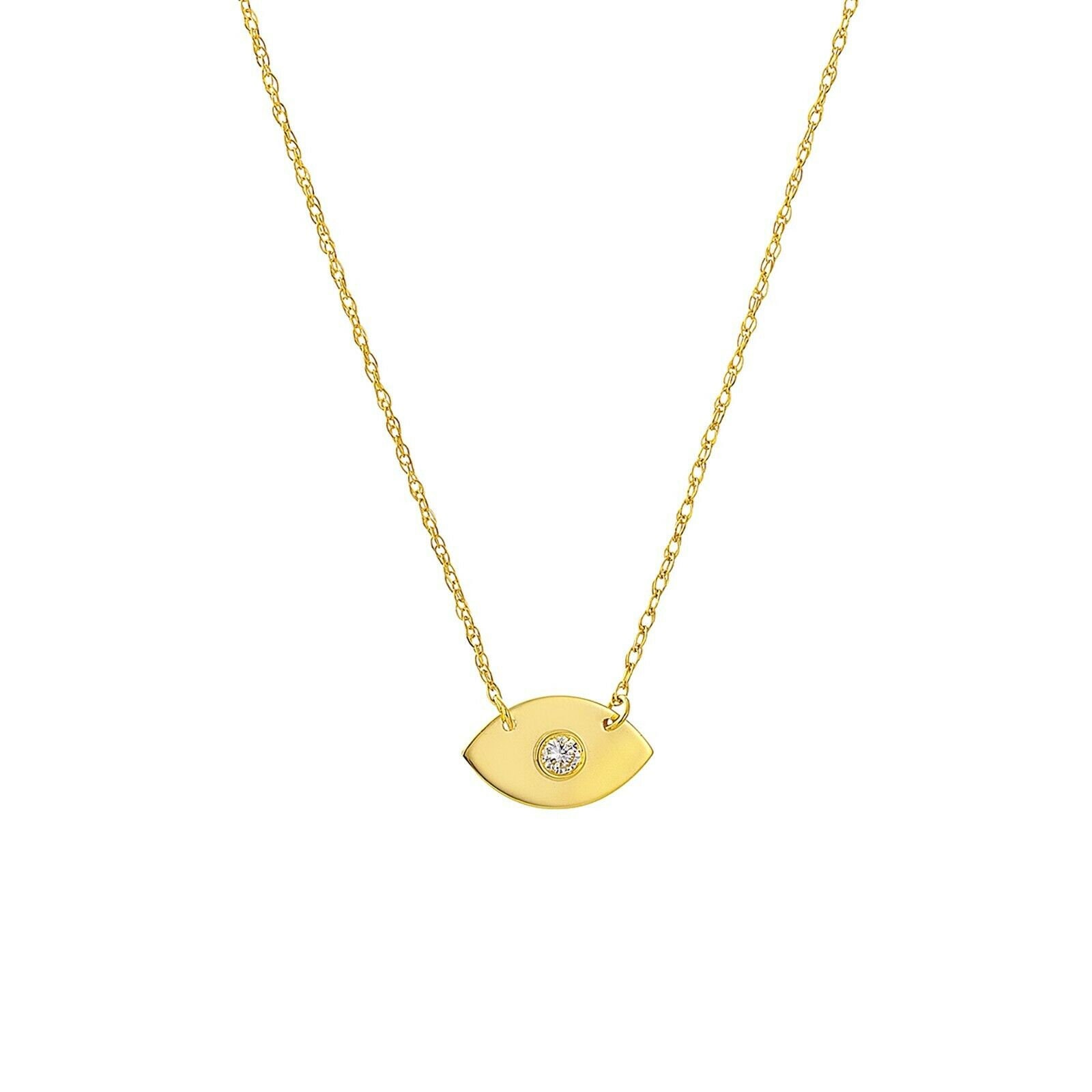 Mini Evil Eye 0.03Tcw Verstellbare Kette Halskette Echt 14K Gelbgold Bis Zu 18" von BayamJewelry