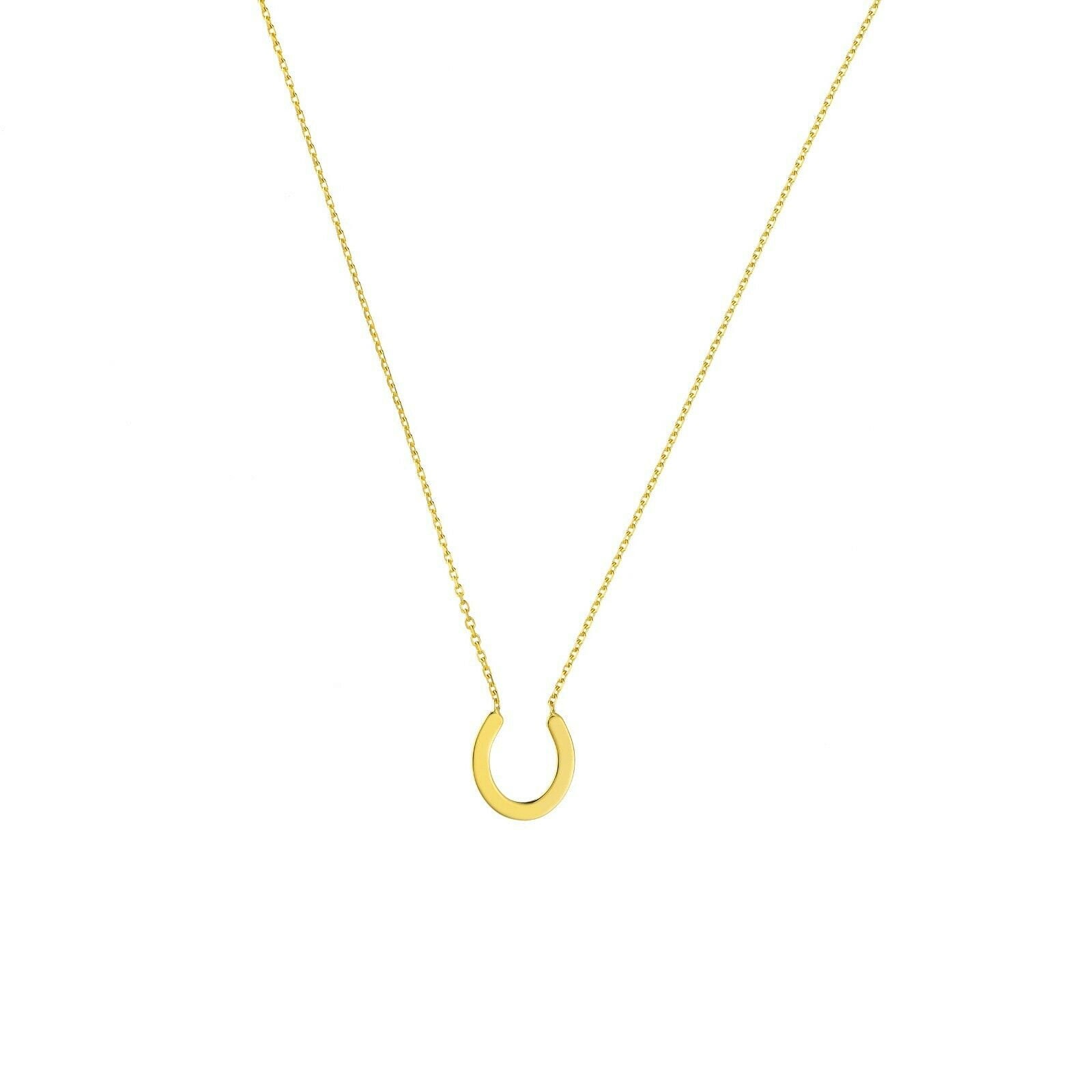 Mini Hufeisen Verstellbare Kette Halskette Echt 14K Gelbgold Bis 18" von BayamJewelry