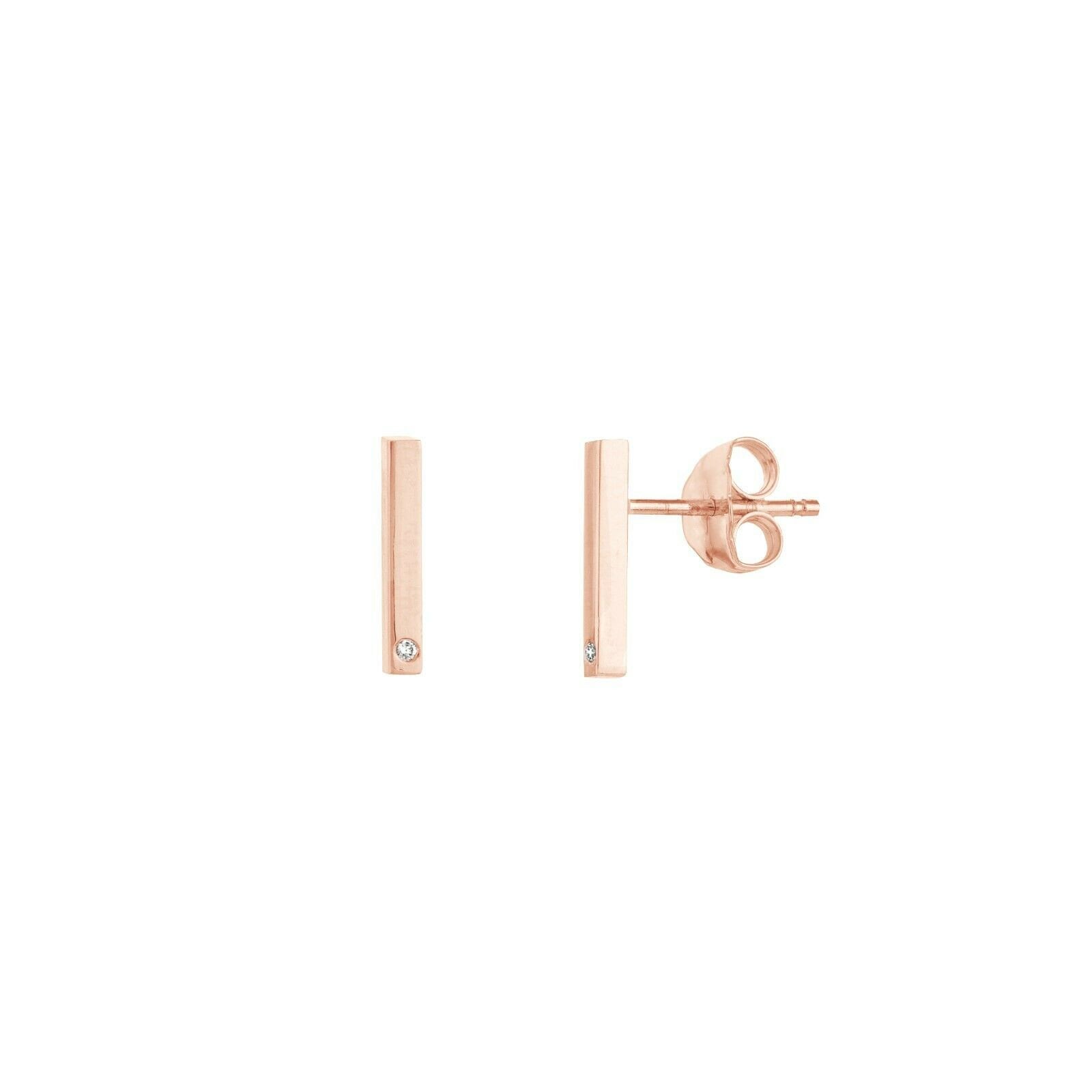 Mini Ohrstecker Ohrring Ohrringe Mit 1Pt Diamant Real 14K Rose Gold von BayamJewelry