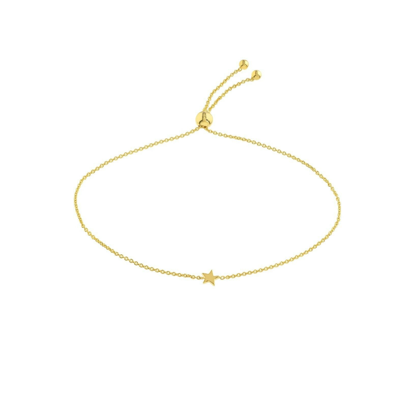 Mini Stern Kabelkette Armband Echt 14K Gelbgold Bis 9, 5" von BayamJewelry