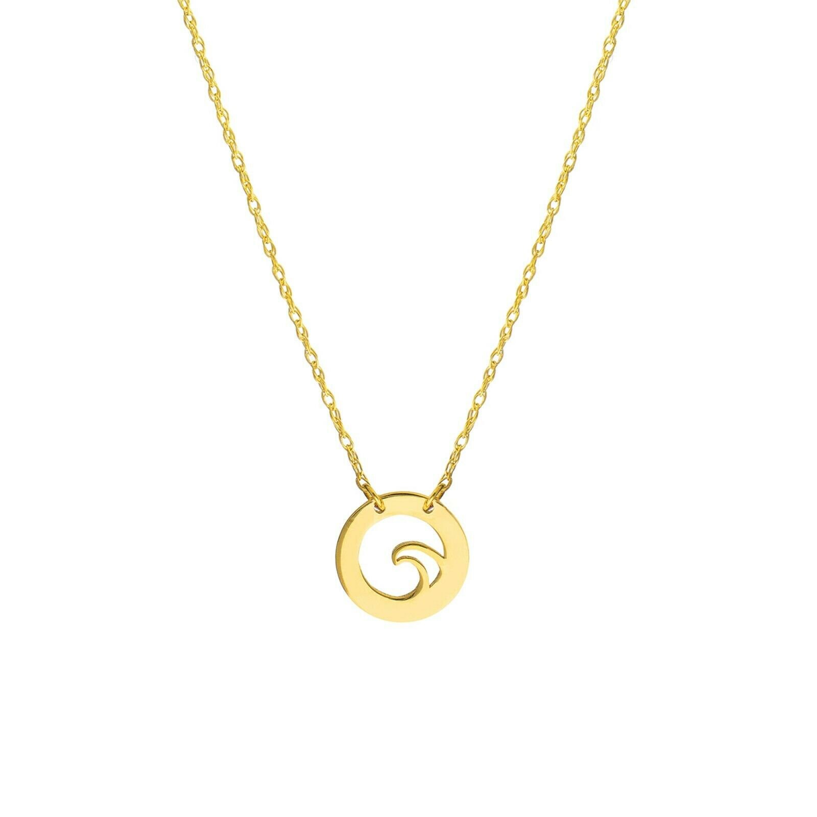 Mini Wave Disk Verstellbare Seil Kette Halskette Echt 14K Gelbgold Bis 18" von BayamJewelry