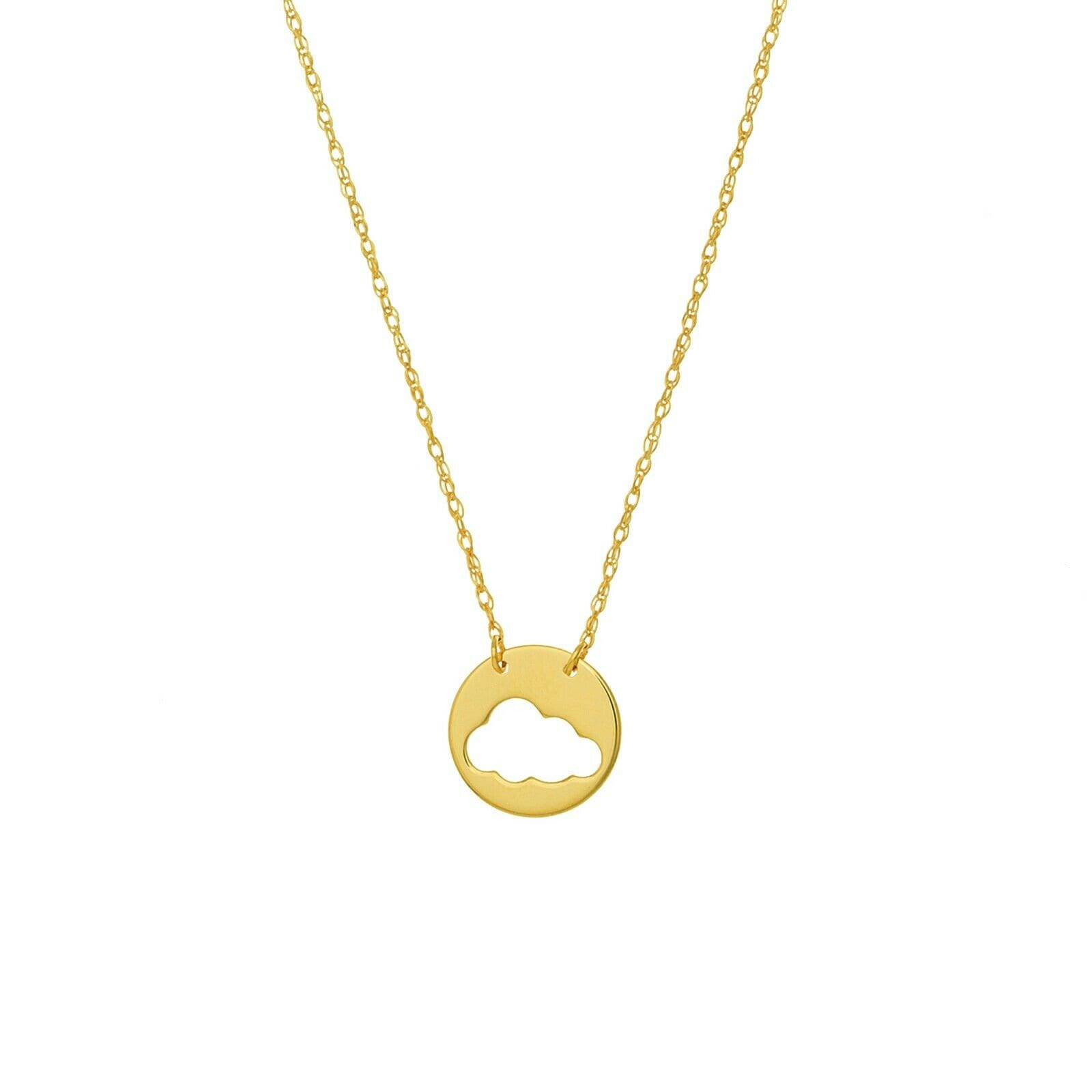 Mini Wolke Verstellbare Kette Halskette Echt 14K Gelbgold Bis 18" von BayamJewelry