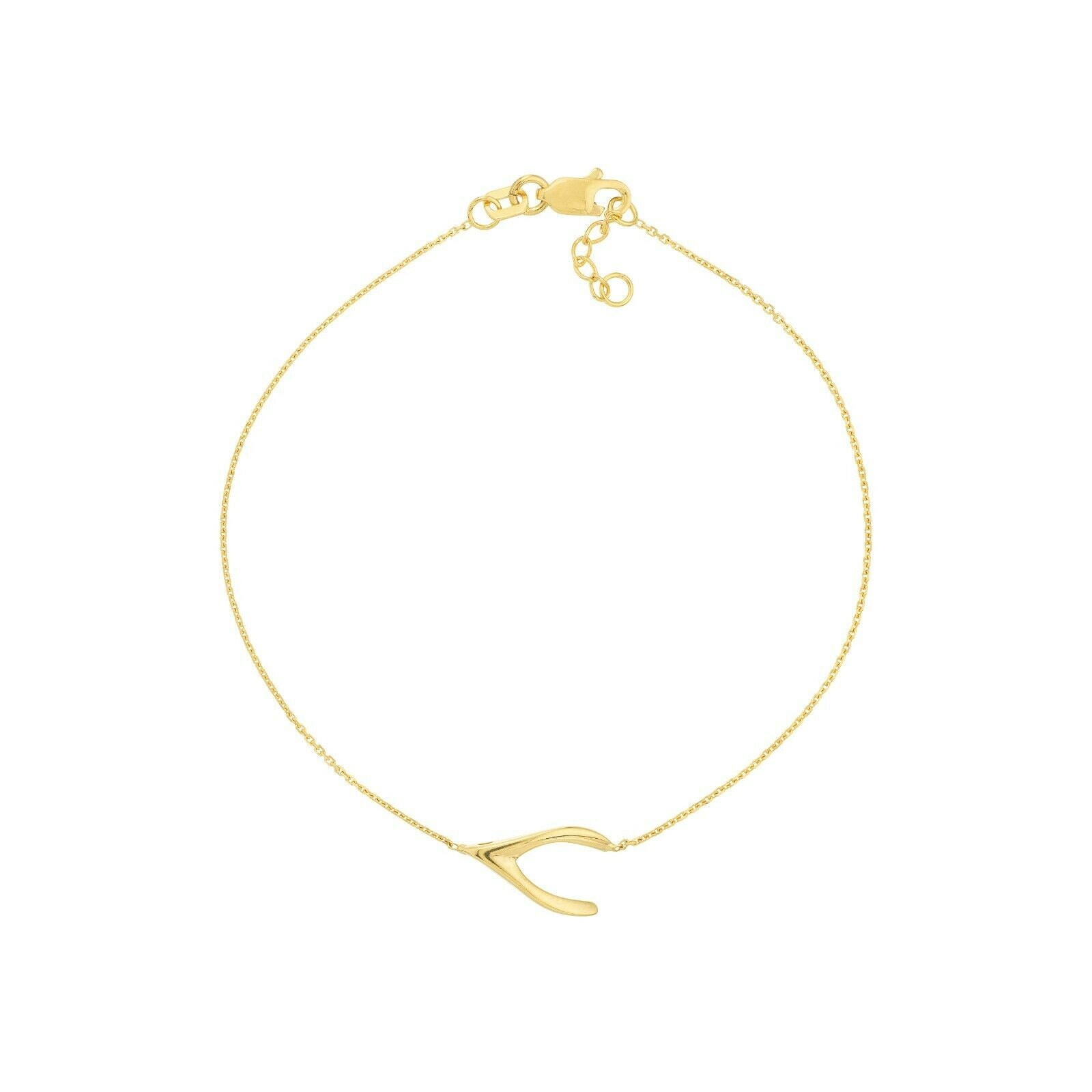 Mini Wunschknochen Kabelkette Armband Echt 14K Gelbgold 7, 5" von BayamJewelry