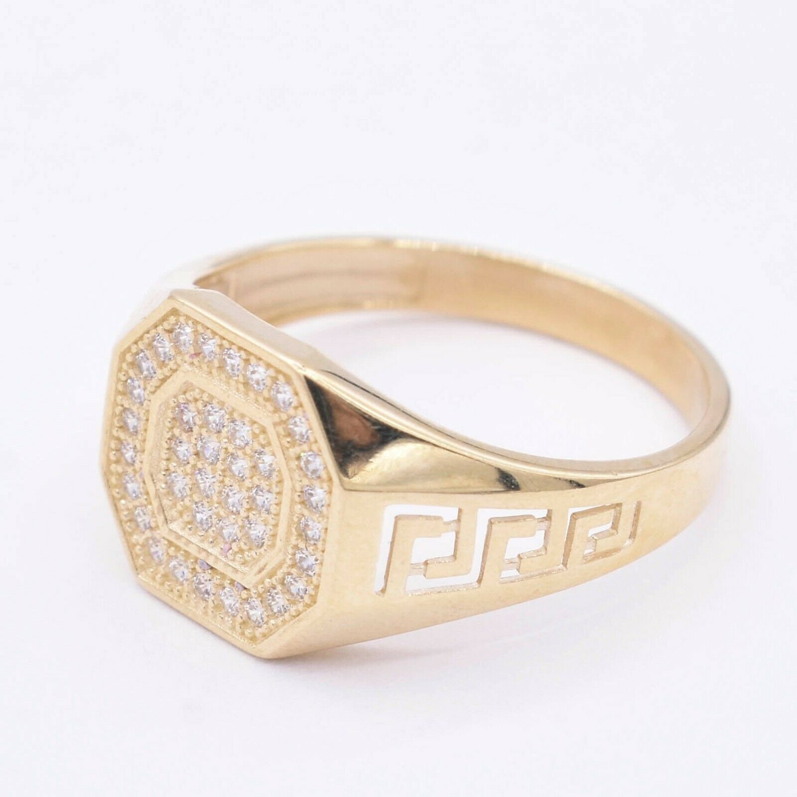 Octagon Form Cz Filigrane Seiten Ring 10K Gelb Gold Alle Sizes von BayamJewelry