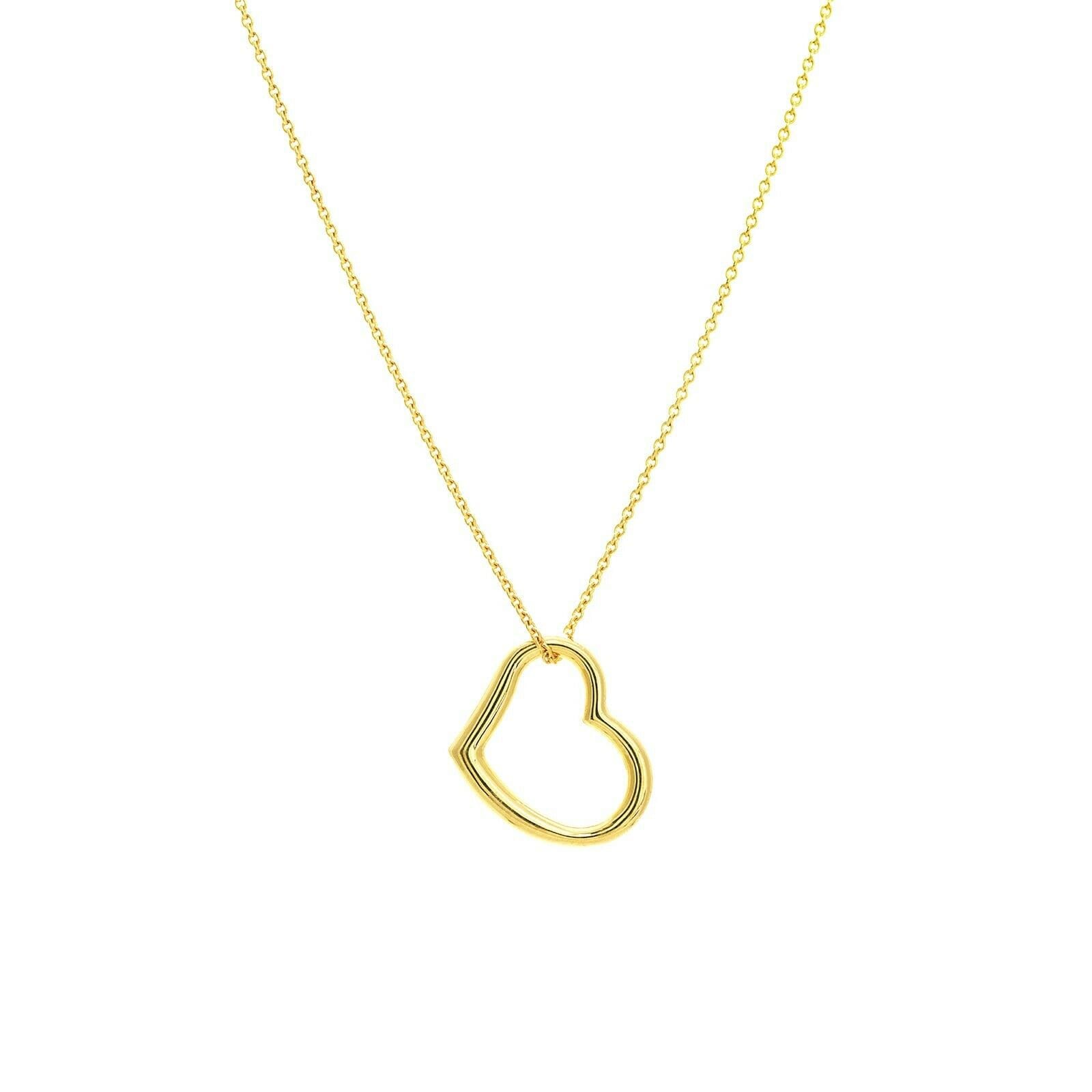 Offener Herz Anhänger Mit Verstellbarer Kabelkette Halskette Echt 14K Gelbgold 18" von BayamJewelry