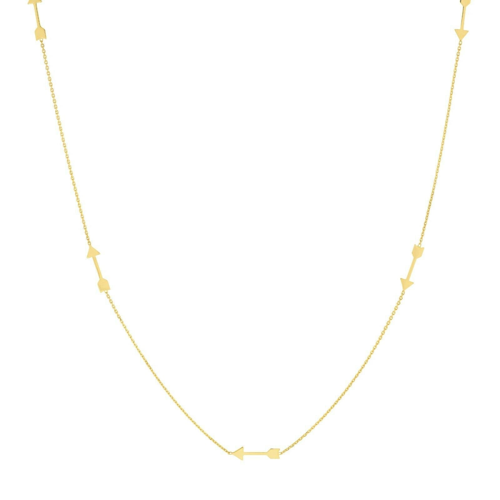 Pfeil Station 6Stk Verstellbare Halskette Echt 14K Gelbgold 18" von BayamJewelry