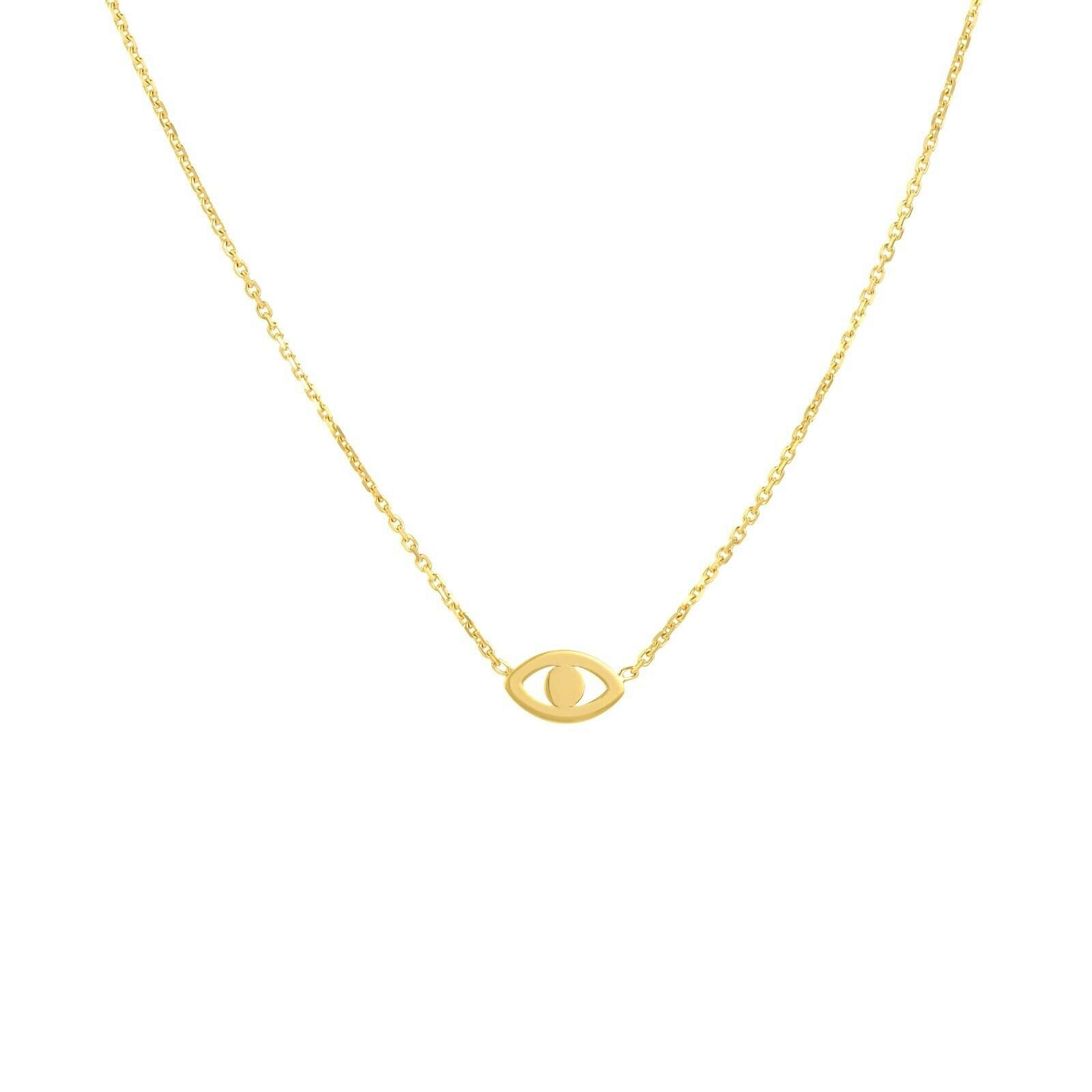 Plain Evil Eye Verstellbare Kette Halskette Echt 14K Gelbgold Bis 18" von BayamJewelry