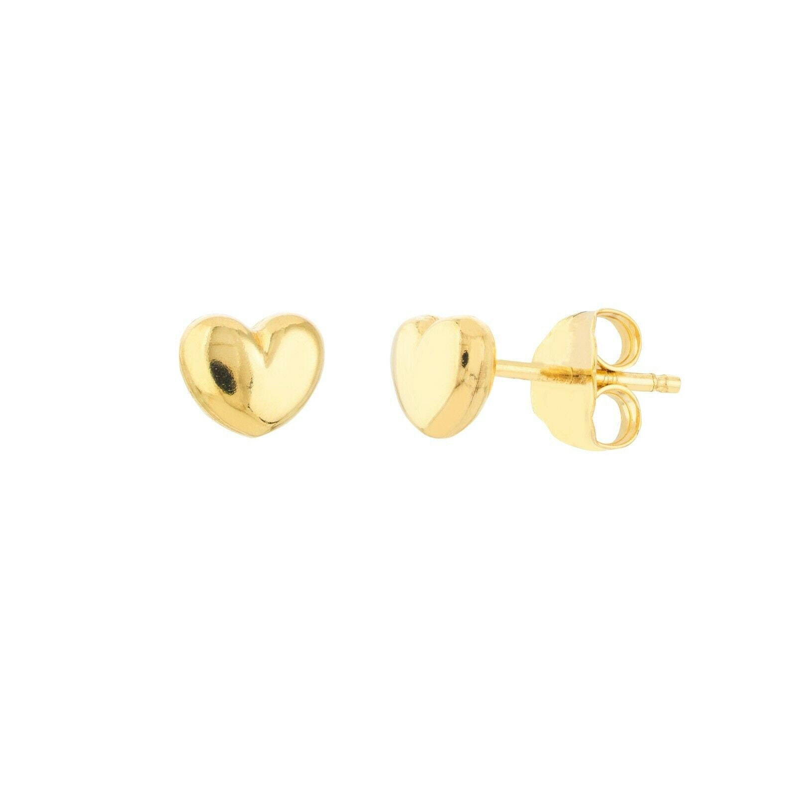 Puffed Heart Stud Ohrring Real 14K Gelbgold von BayamJewelry
