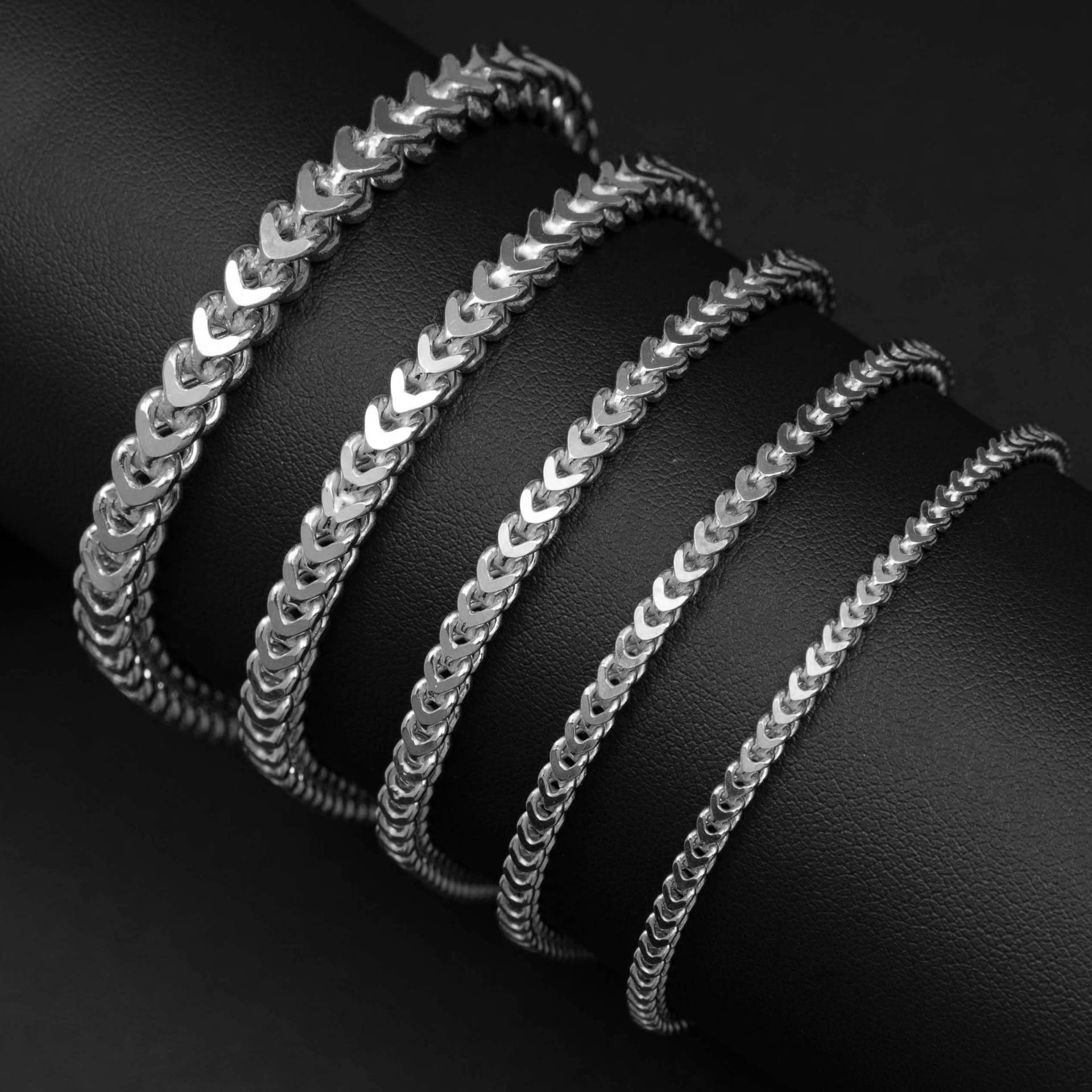 Rhodium Franco Kette Armband Hohl Sterling Silber 925 Italien Alle Größen von BayamJewelry