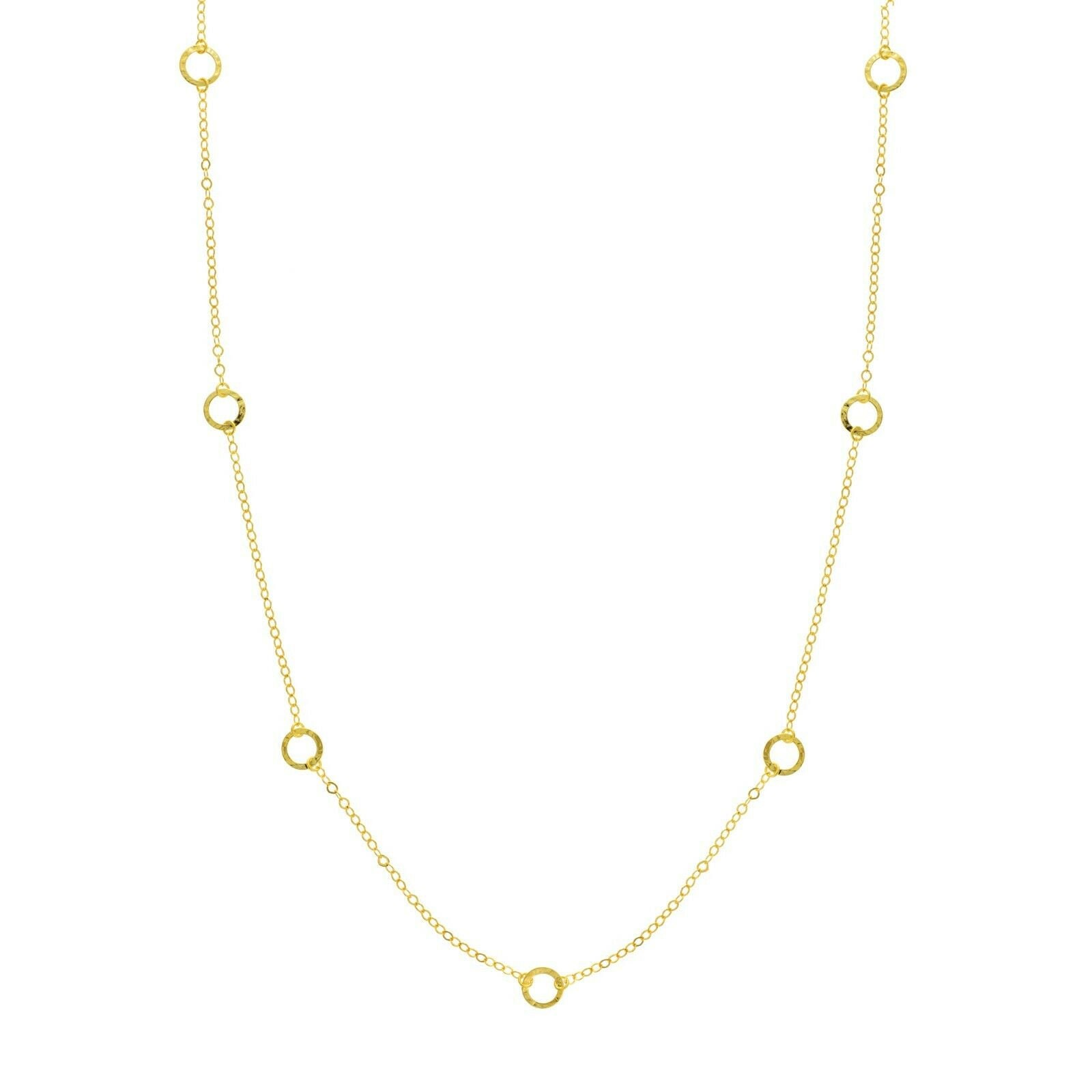 Single Double Open Circle Halskette Echt 14K Gelbgold Bis 36" von BayamJewelry