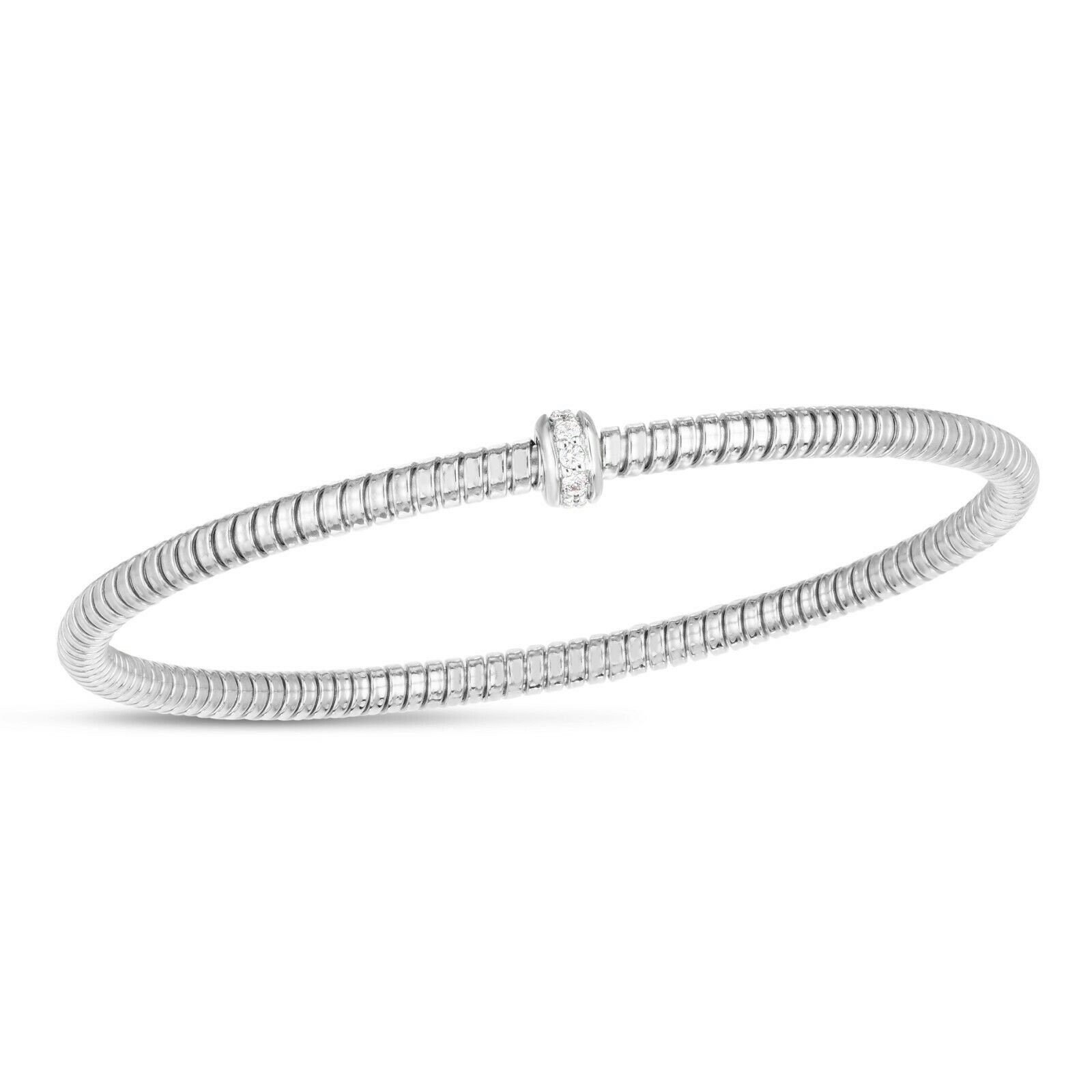 Spule Armreif Mit .15Ct Diamant Stretch Tubogas Armband Echt 14K Weißgold von BayamJewelry