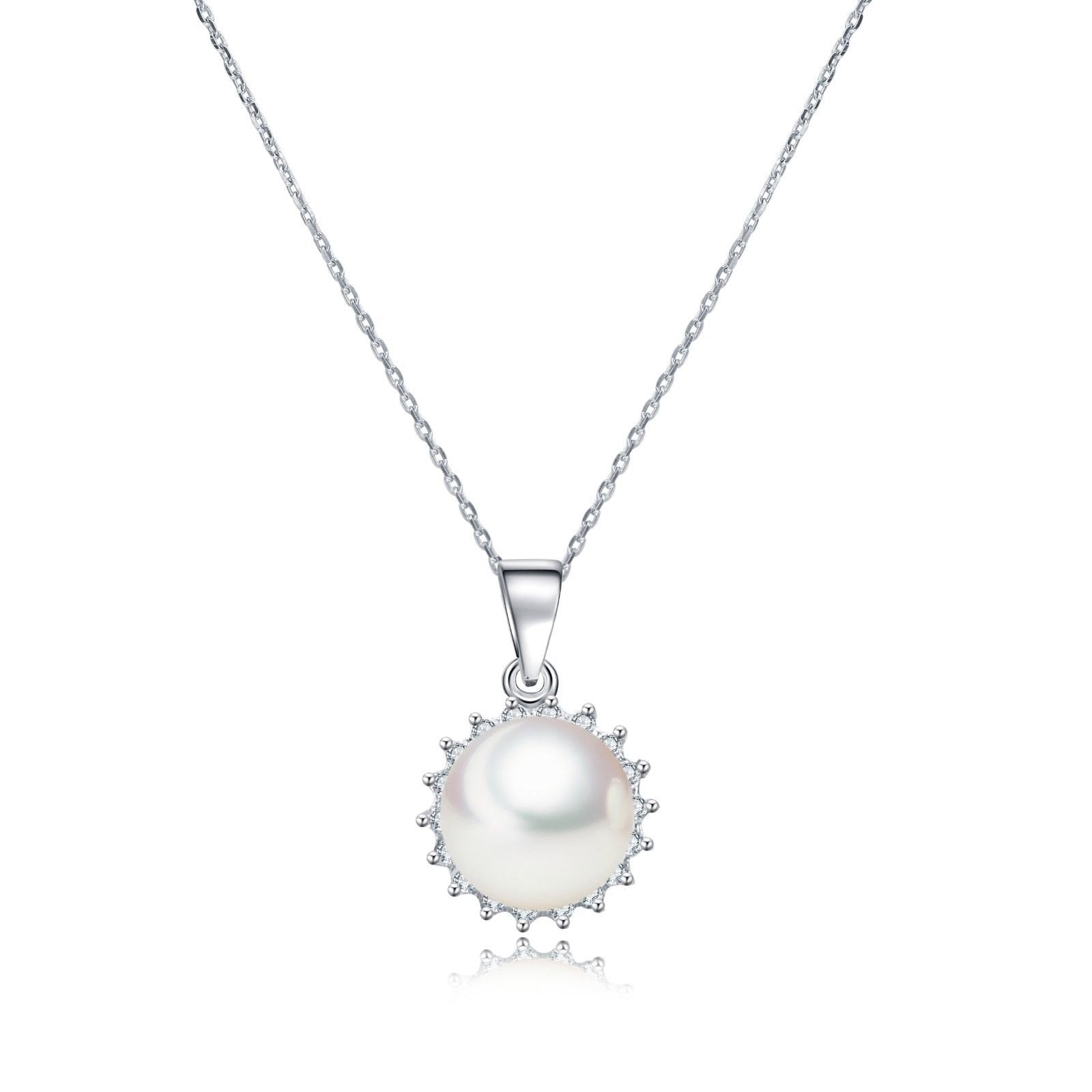 Sunshine Pearl Cz Anhänger Halskette 14K Weiß Vergoldet Messing von BayamJewelry