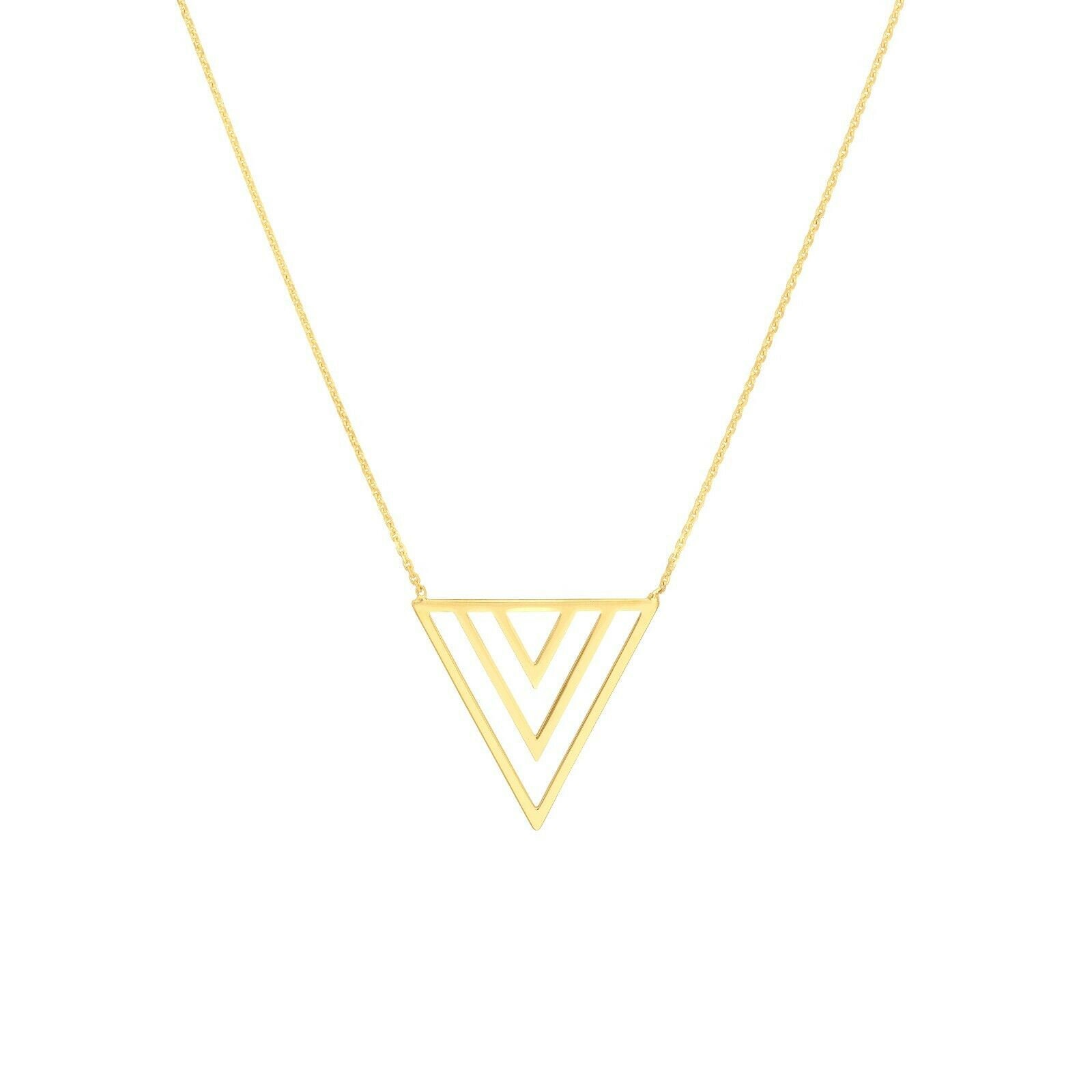 Trio V Halskette Echt 14K Gelbgold 18" von BayamJewelry