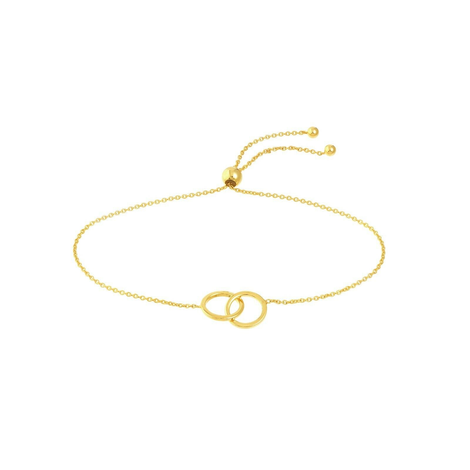 Verflochtenes Kreise Armband Echt 14K Gelbgold Bis 9, 5" von BayamJewelry