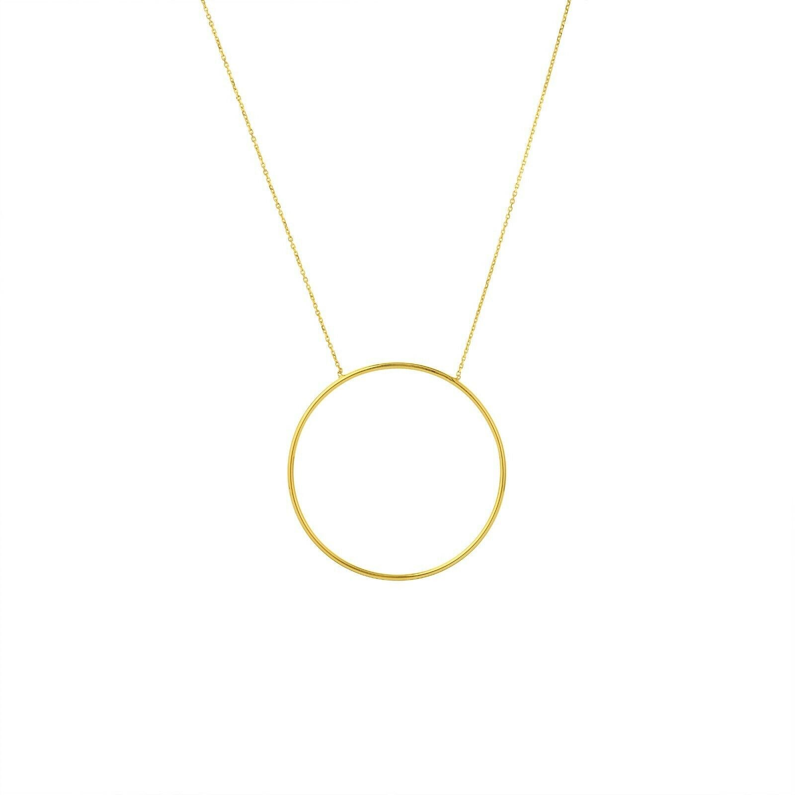 Verstellbare Extra Große Kreis Halskette Echt 14K Gelbgold 18" von BayamJewelry