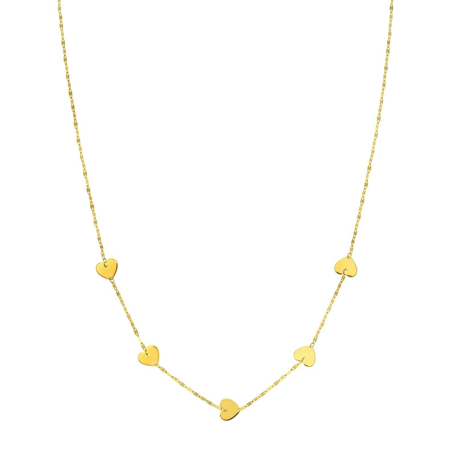 Verstellbare Fünf Herz Sender Halskette Echt 14K Gelbgold 18" von BayamJewelry