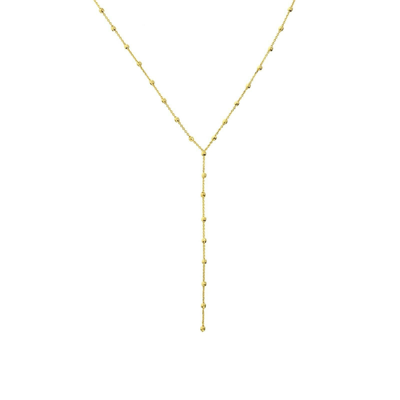 Verstellbare Lariat Halskette Echt 14K Gelbgold 18" von BayamJewelry
