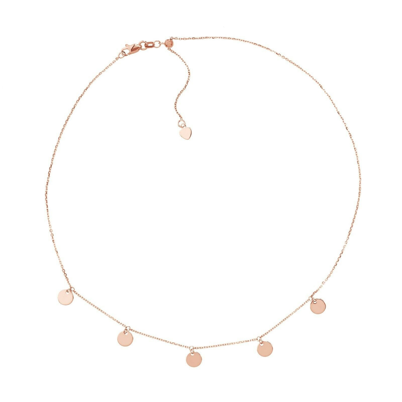 Verstellbare Mini Scheibe Halsband Halskette Echt 14K Roségold 16" von BayamJewelry