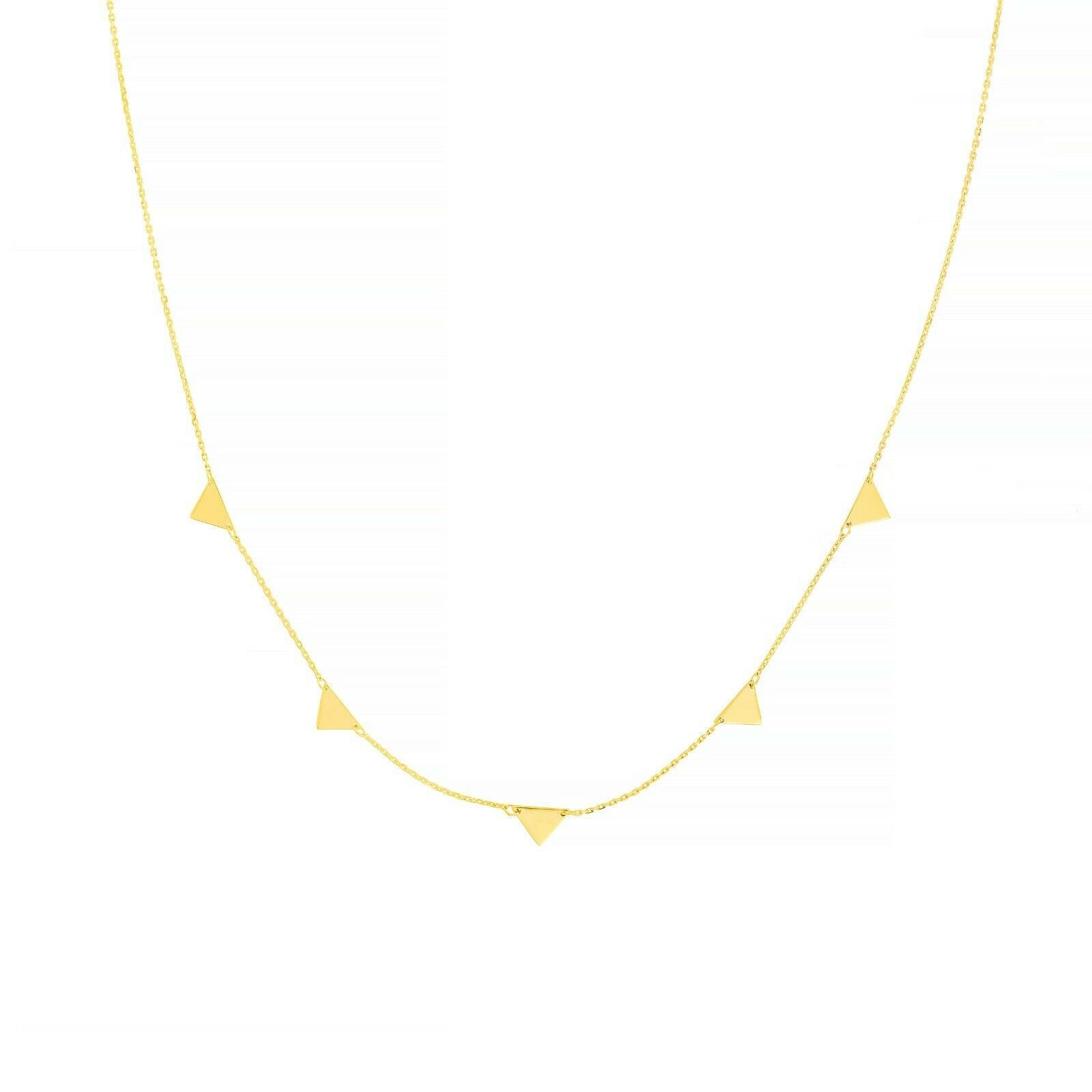 Verstellbare Mini Triangulation Halskette Echt 14K Gelbgold von BayamJewelry