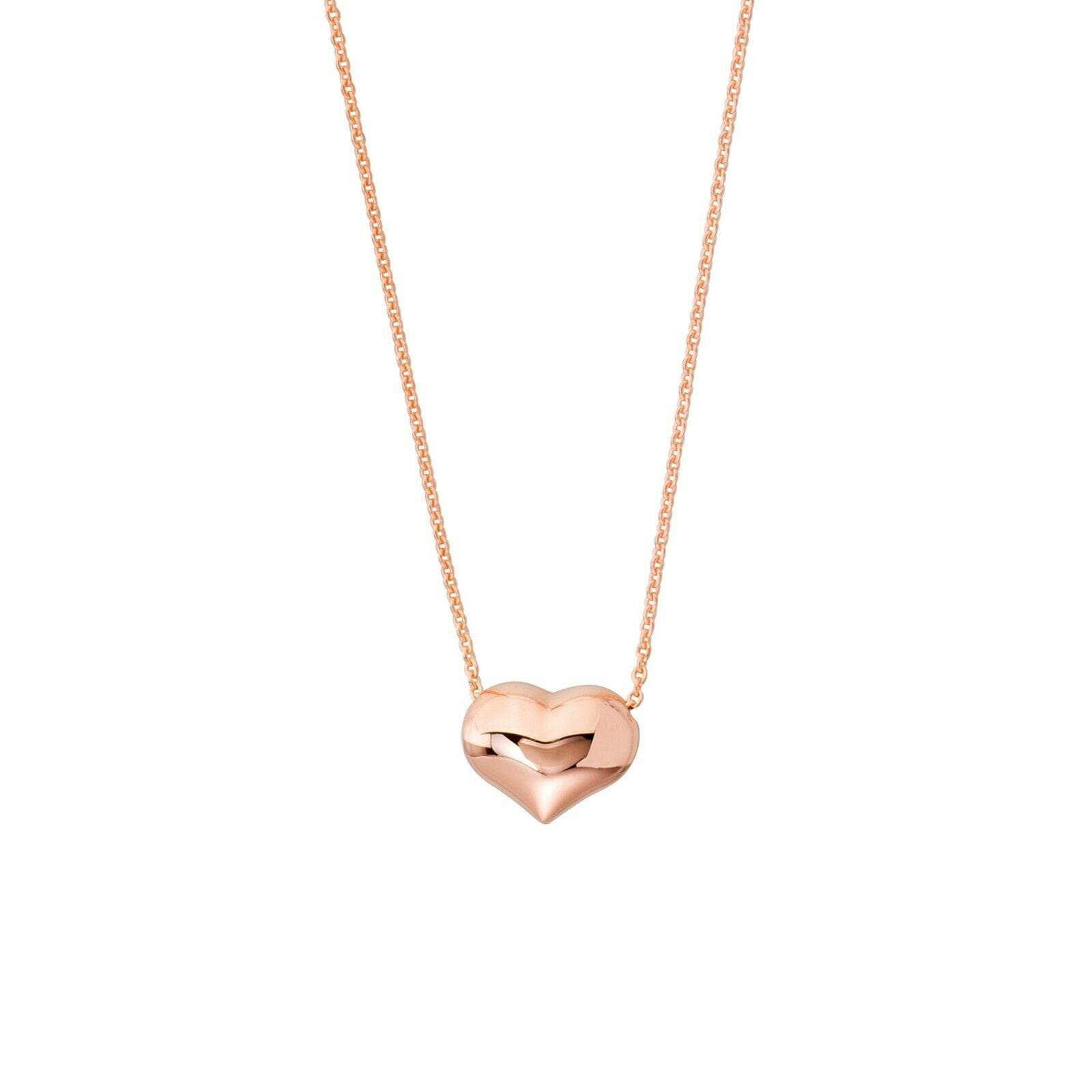 Verstellbare Puffed Herz Kette Halskette Echt 14K Roségold 18" von BayamJewelry