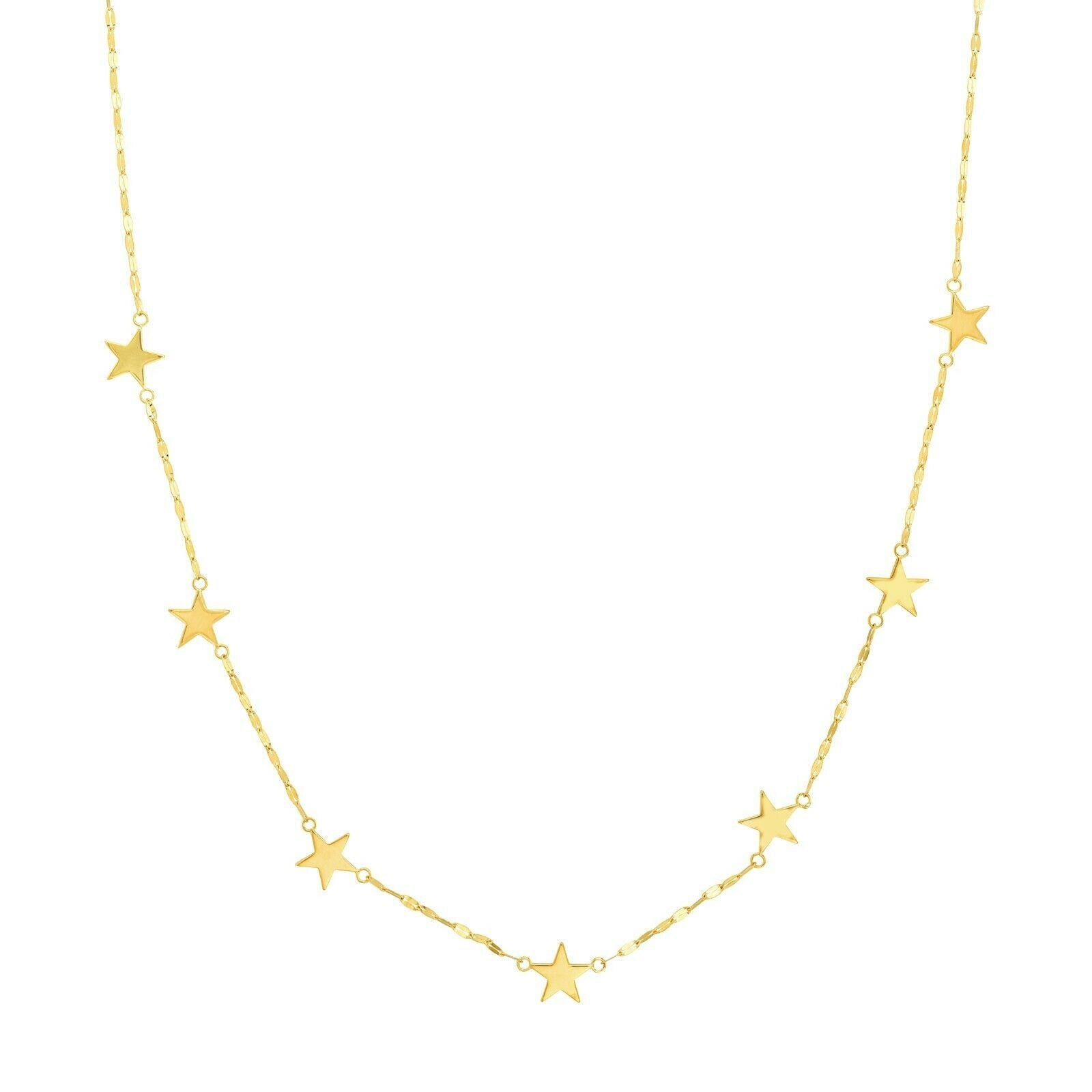 Verstellbare Stern Station Halskette Mit Flacher Mariner Kette Echt 14K Gelbgold von BayamJewelry