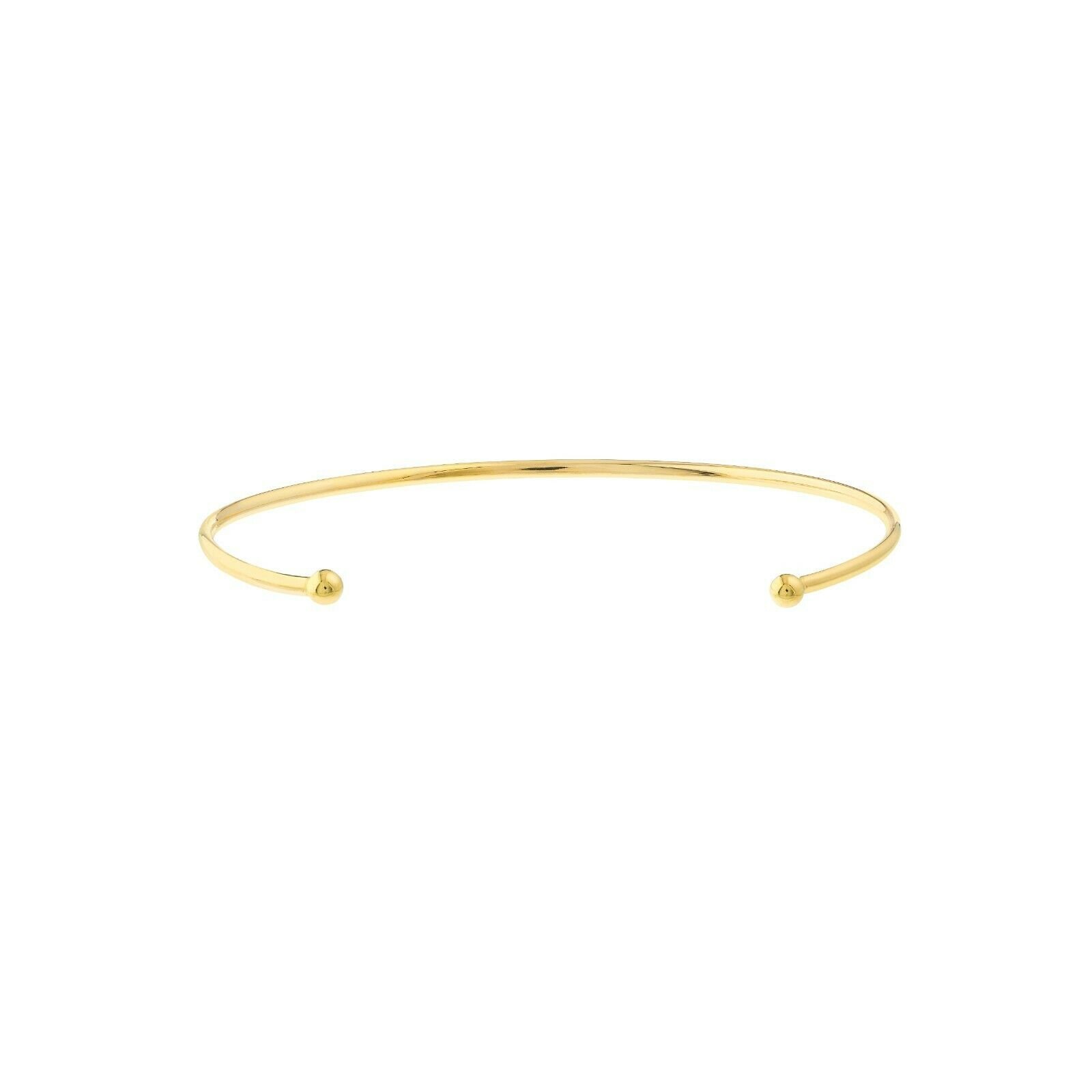 Verstellbarer Offener Armreif Mit 3mm Endperlen Armband Echt 14K Gelbgold von BayamJewelry