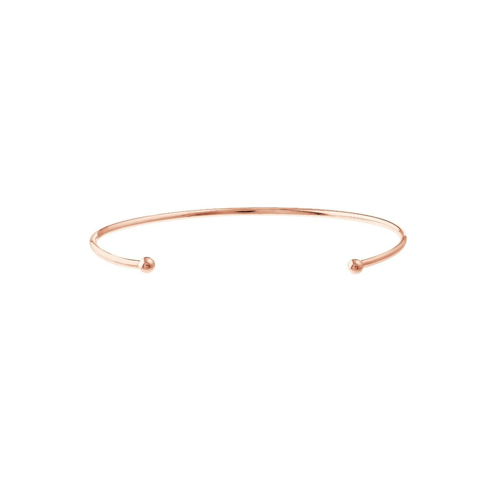 Verstellbarer Offener Armreif Mit 3mm Endperlen Armband Echt 14K Roségold von BayamJewelry