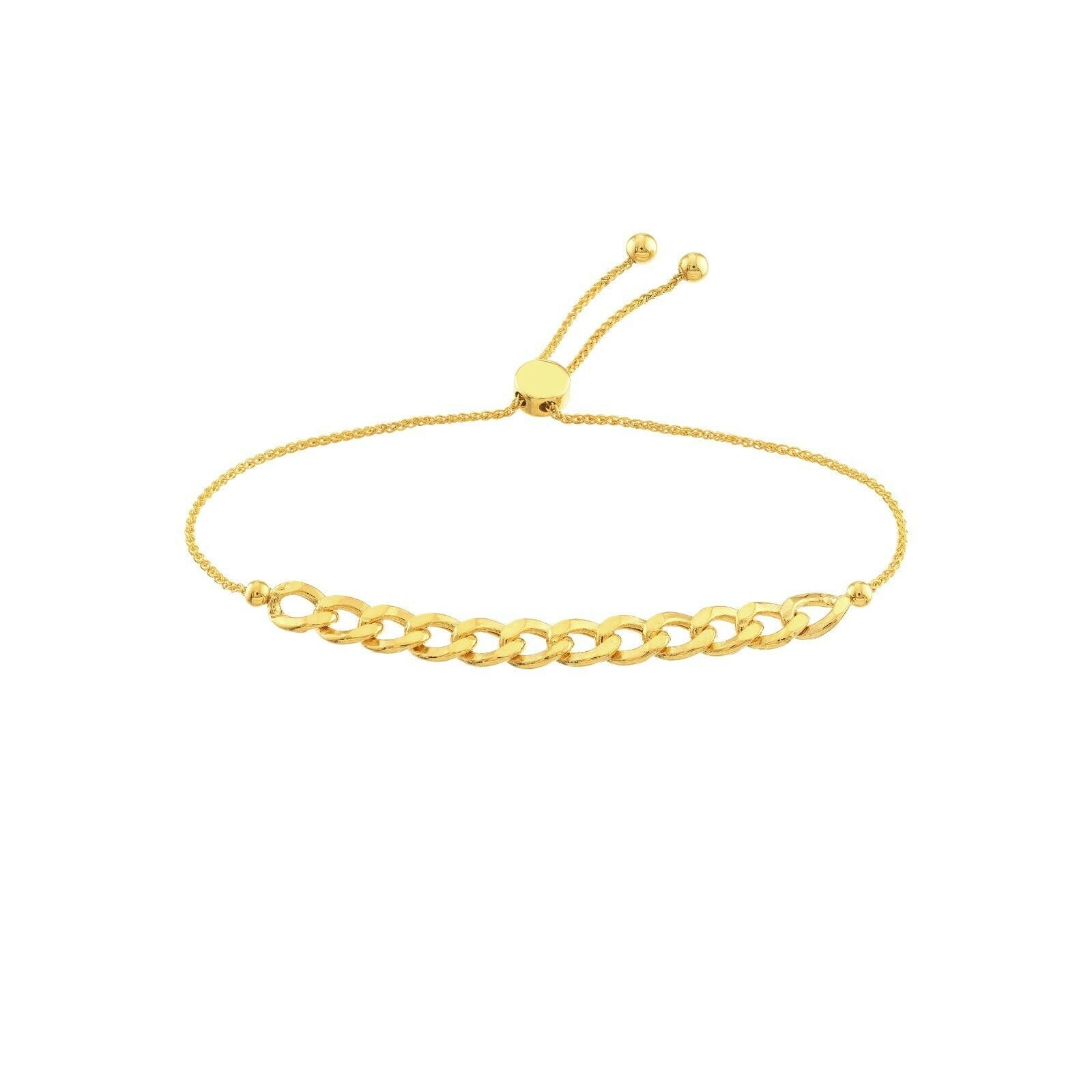 Verstellbares Curb Link Bolo Armband Echt 14K Gelbgold 9, 5" von BayamJewelry