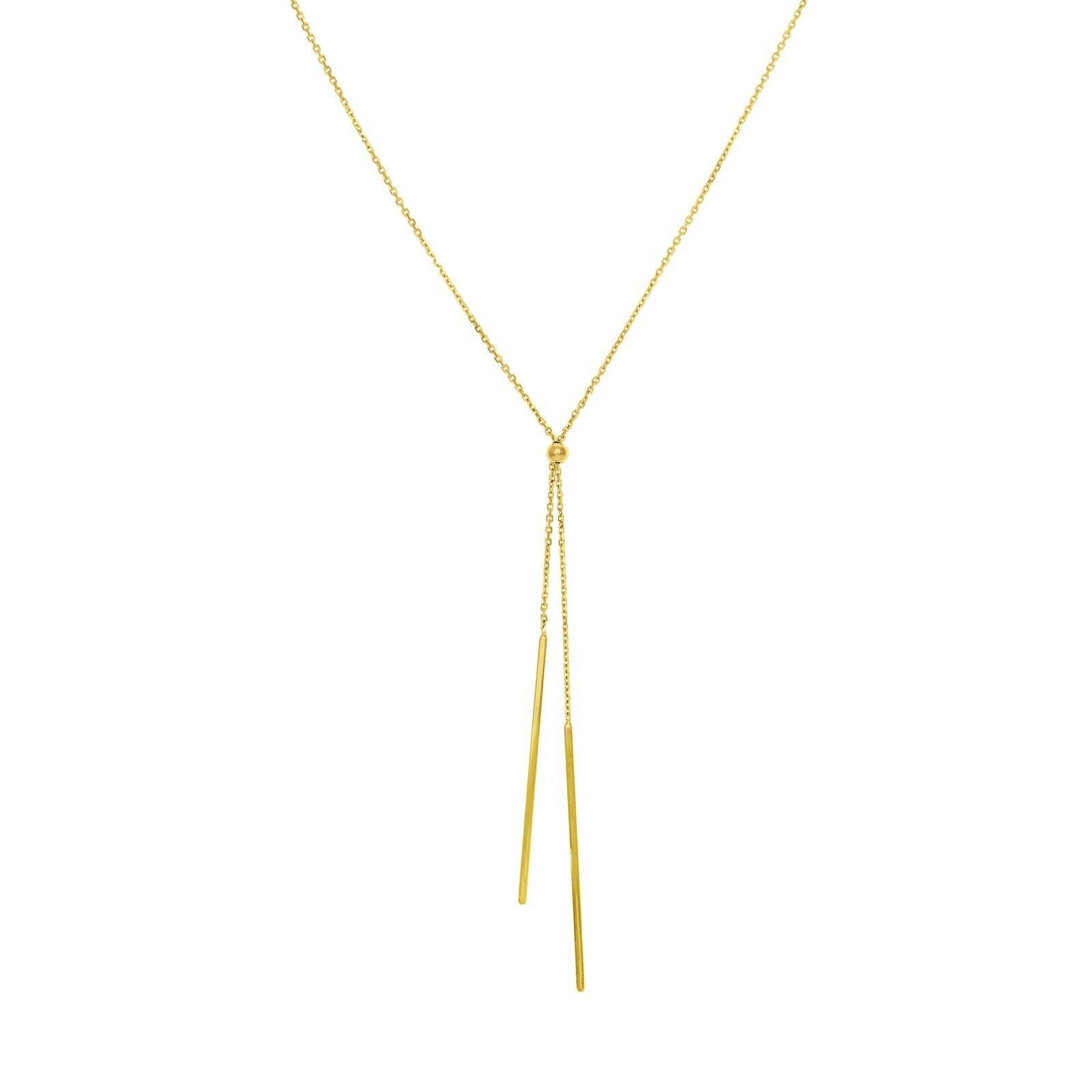 Verstellbares Kabel Lariat Mit Baumeln Bar Halskette Echt 14K Gelbgold 18" von BayamJewelry