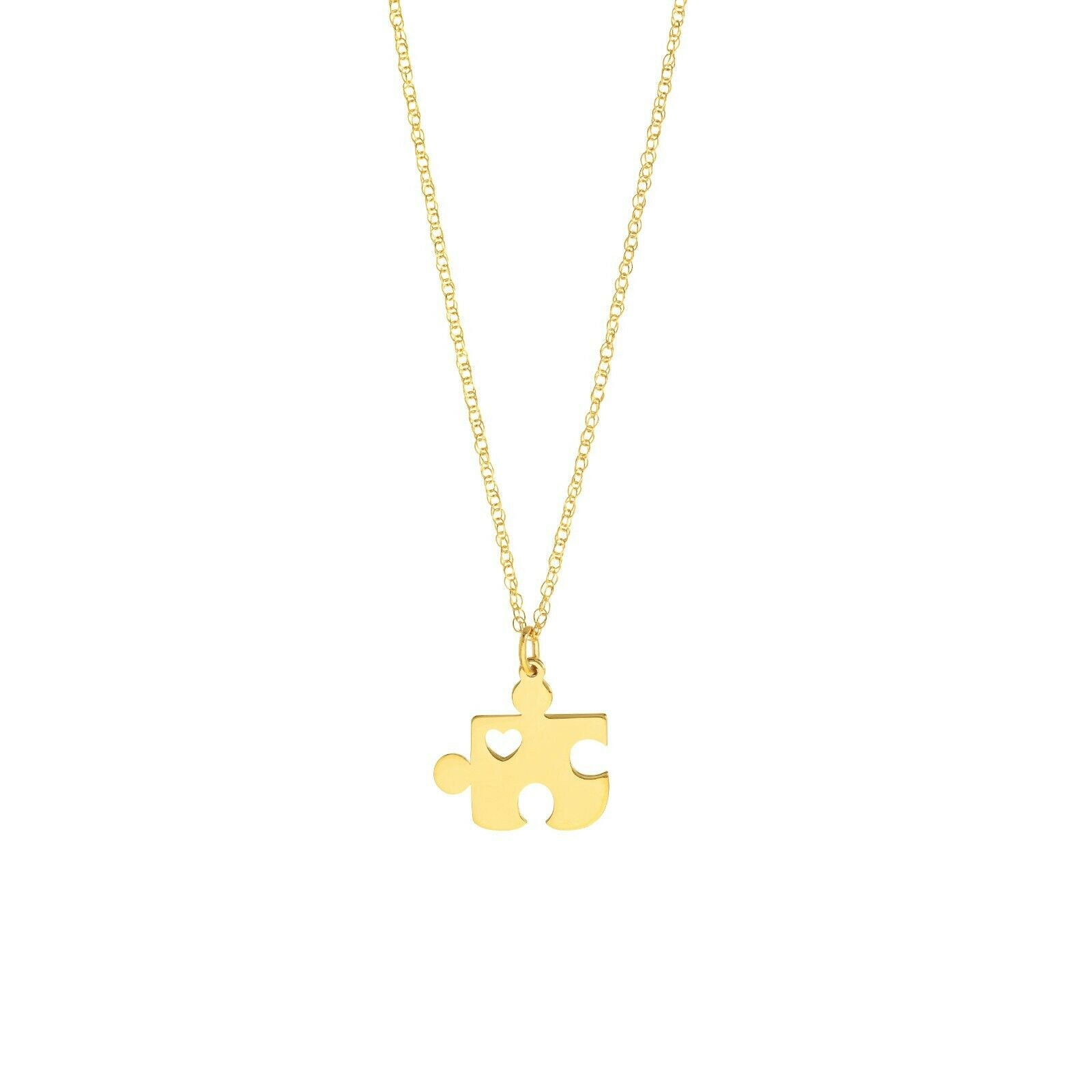 Verstellbares Puzzlestück Mit Cut Out Herz Halskette Echt 14K Gelbgold 18" von BayamJewelry