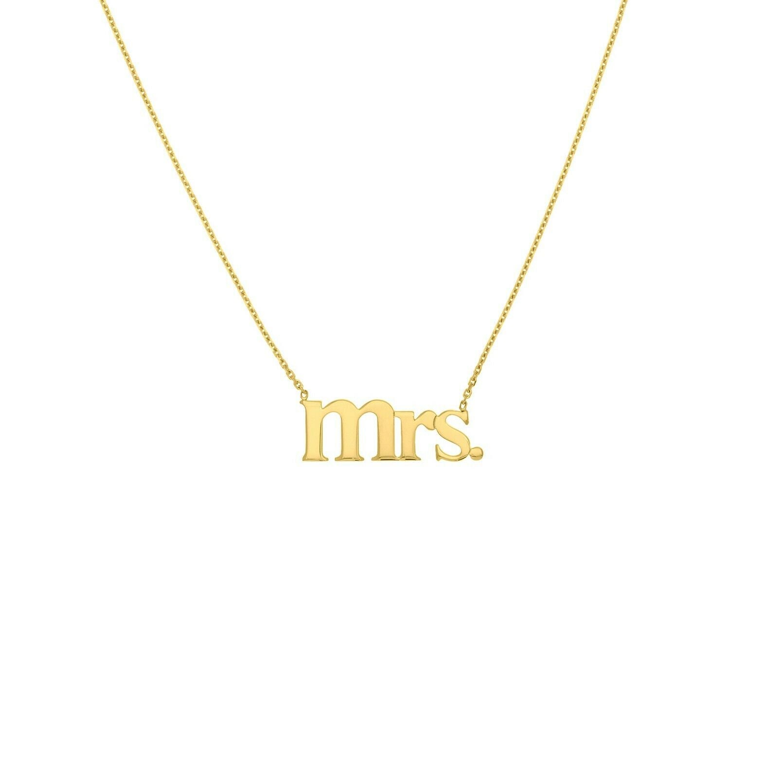 Verstellbares Script Mrs. Halskette Echt 14K Gelbgold von BayamJewelry