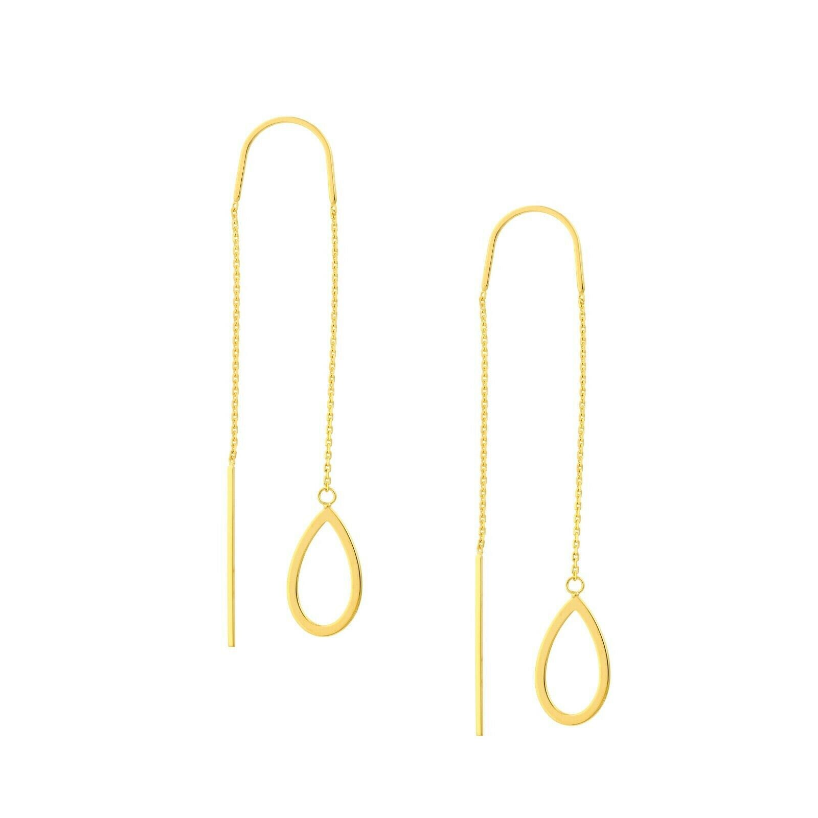 stationäre Offene Tear Drop Threader Real 14K Gelbgold von BayamJewelry