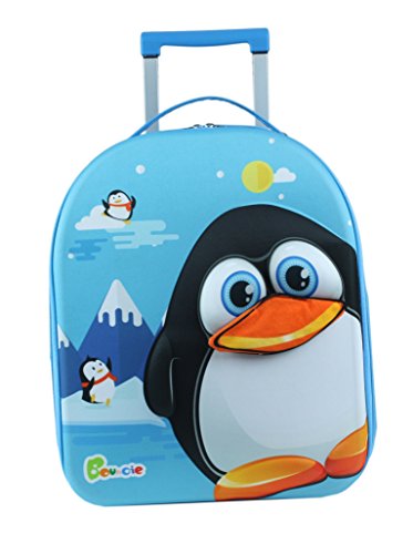 Bayer Chic 2000 - Bouncie Kinder-Trolley mit 3D-Pinguin-Motiv, Kinderkoffer, Kindergepäck, blau von Bayer Chic 2000