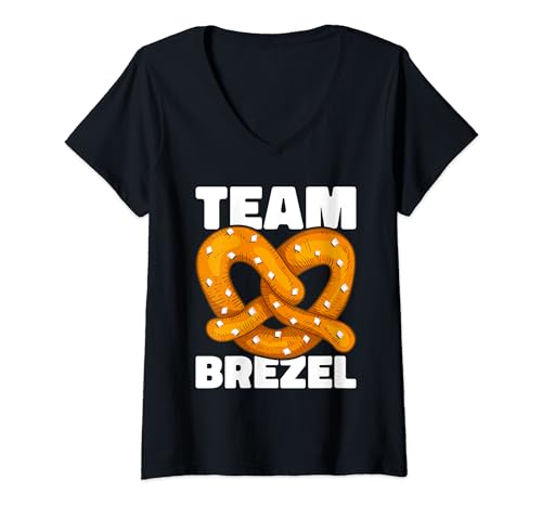 Damen Brezel-Bande - Bayerische Gaudi pur T-Shirt mit V-Ausschnitt von Bayerische Brezel Gaudi Wiesn Kleidung