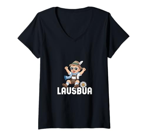Damen Lausbua! Bayrischer Dialekt Bayerisches Volksfest Tracht T-Shirt mit V-Ausschnitt Damen Lausbua! Bayrischer Dialekt Bayerisches Volksfest Tracht T-Shirt mit V-Ausschnitt von Bayerische Lausbua & Volksfest Designs
