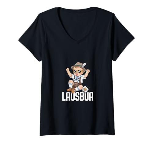 Damen Lausbua! Bayrischer Dialekt Bayerisches Volksfest Tracht T-Shirt mit V-Ausschnitt Damen Lausbua! Bayrischer Dialekt Bayerisches Volksfest Tracht T-Shirt mit V-Ausschnitt von Bayerische Lausbua & Volksfest Designs